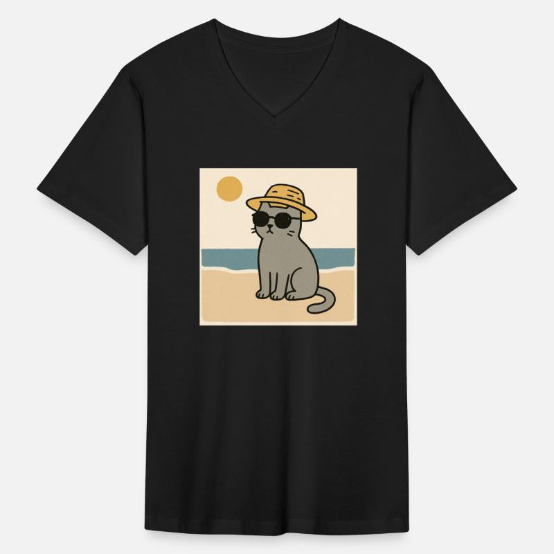 gray cat on the beach design