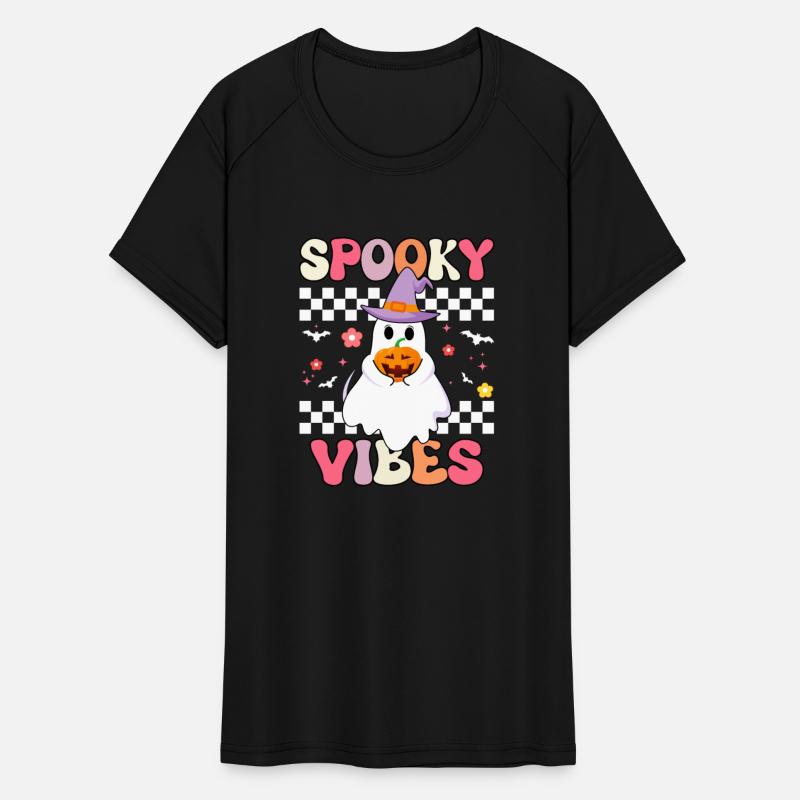 Groovy Spooky Season Retro Ghost Holding Pumpkin