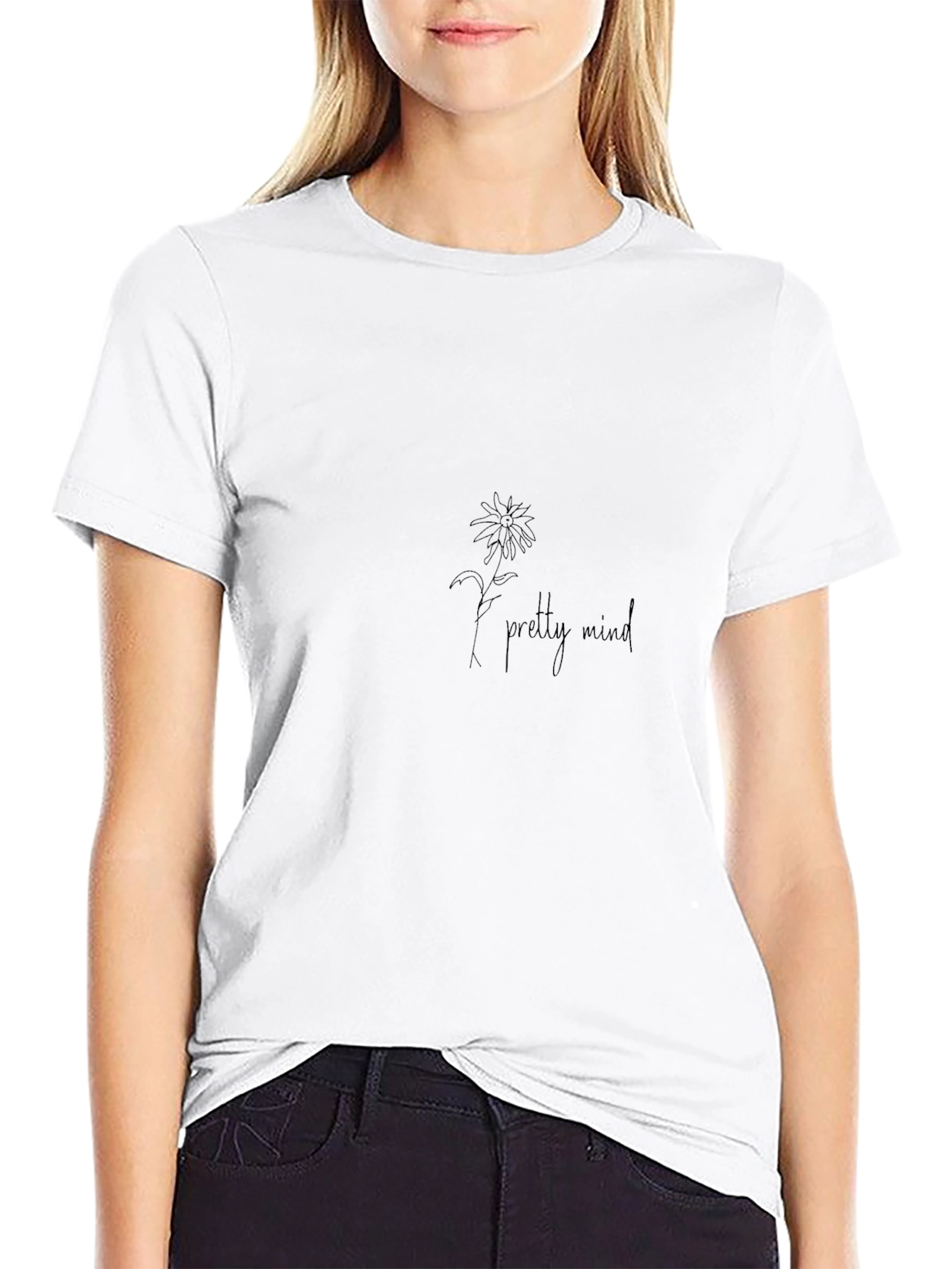 Pretty Mind Daisy Graphic Black Tee