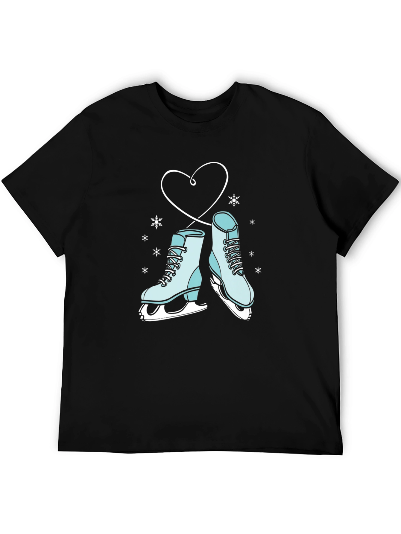 Ice Skate Heart Graphic Tee - Winter Fashion
