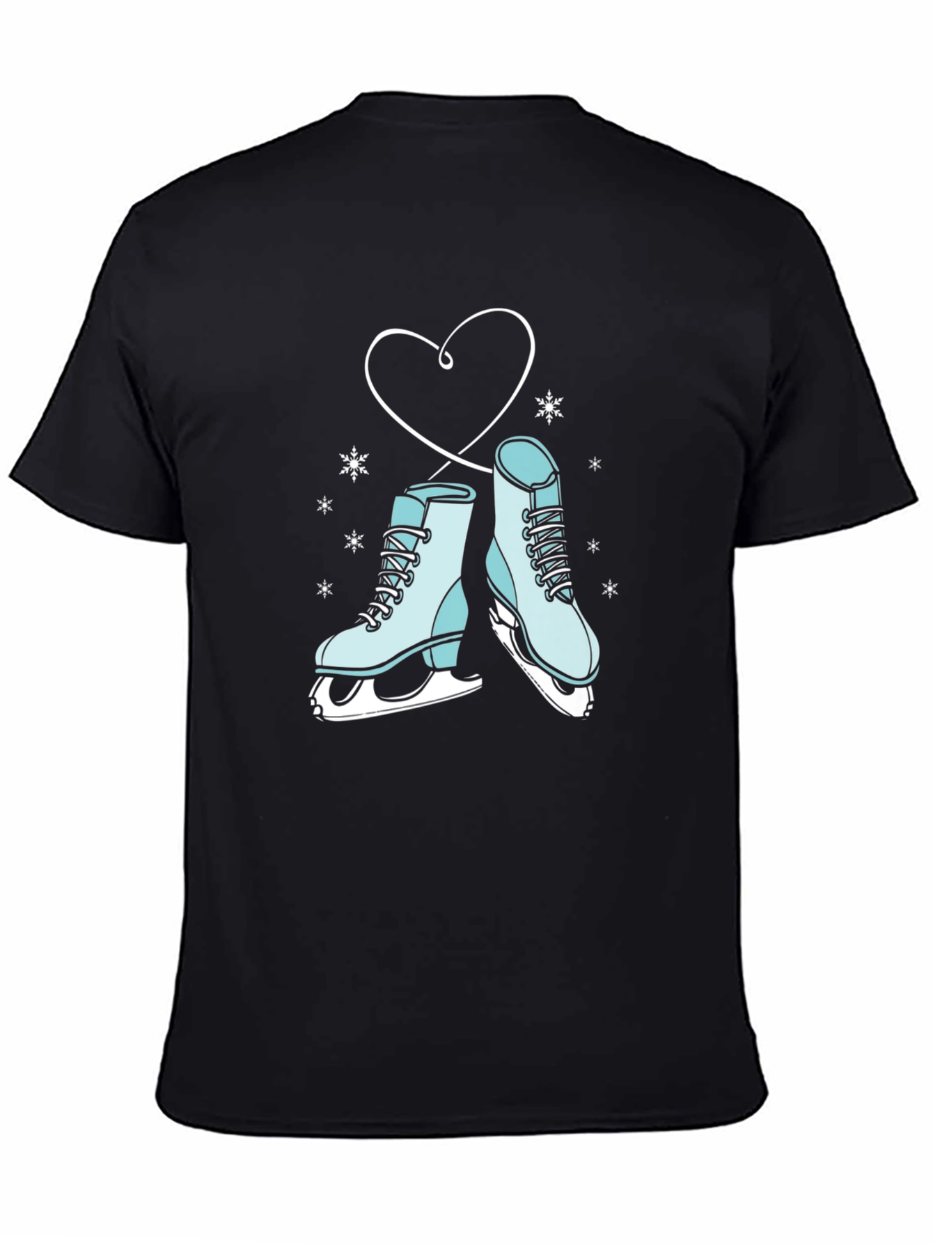 Ice Skate Heart Graphic Tee - Winter Fashion