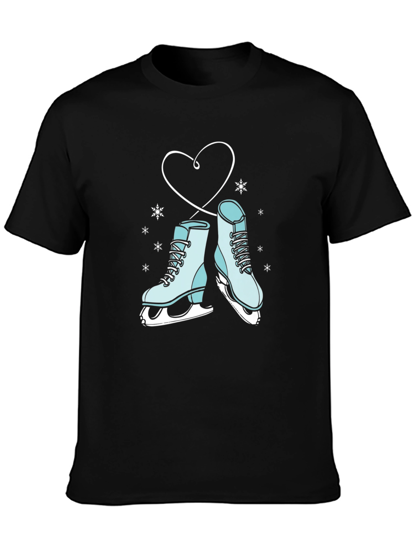 Ice Skate Heart Graphic Tee - Winter Fashion