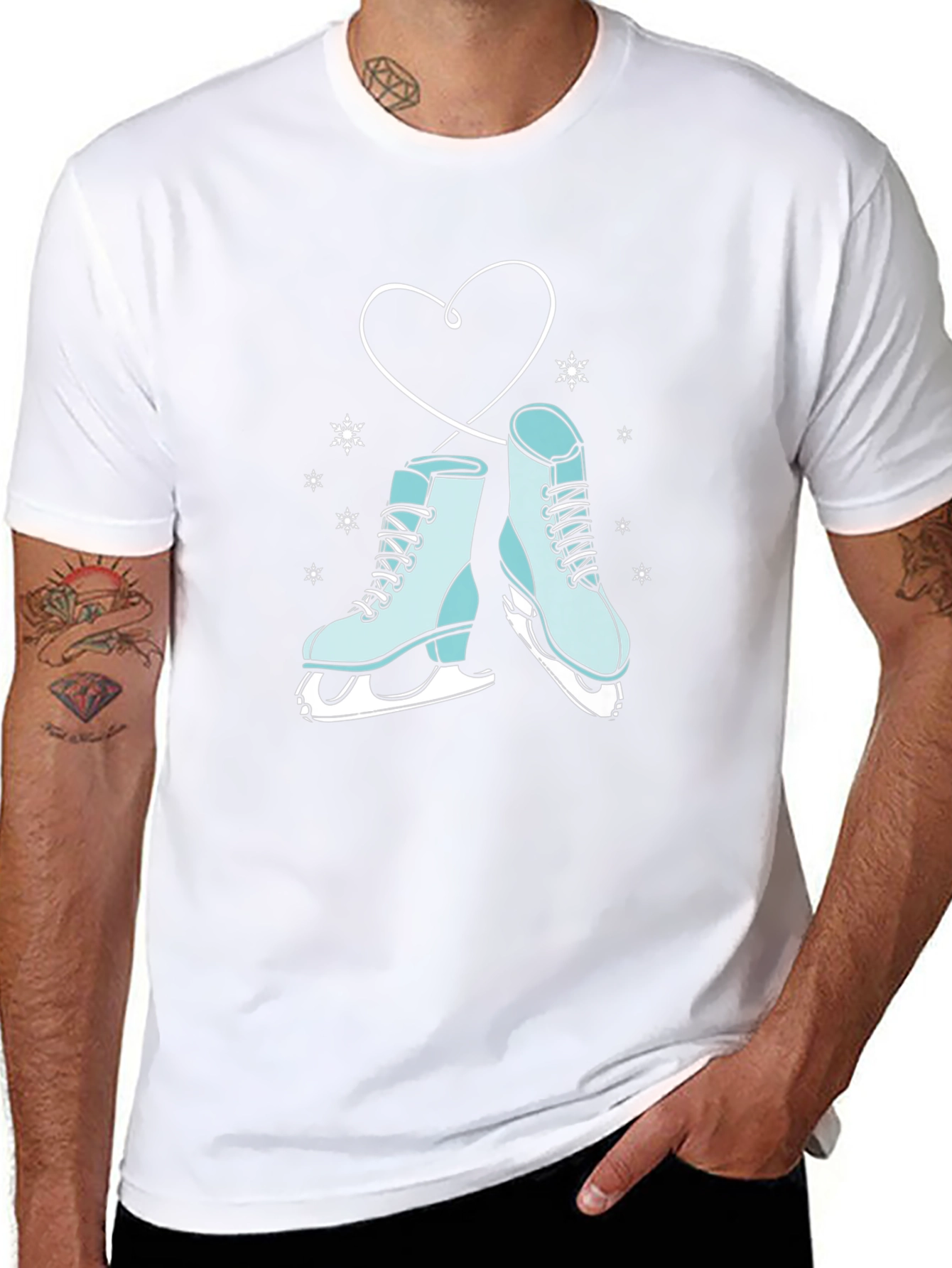 Ice Skate Heart Graphic Tee - Winter Fashion