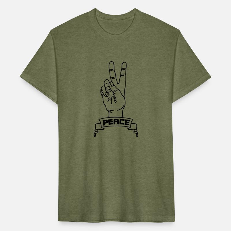 Hand gestures peace with text 'PEACE'