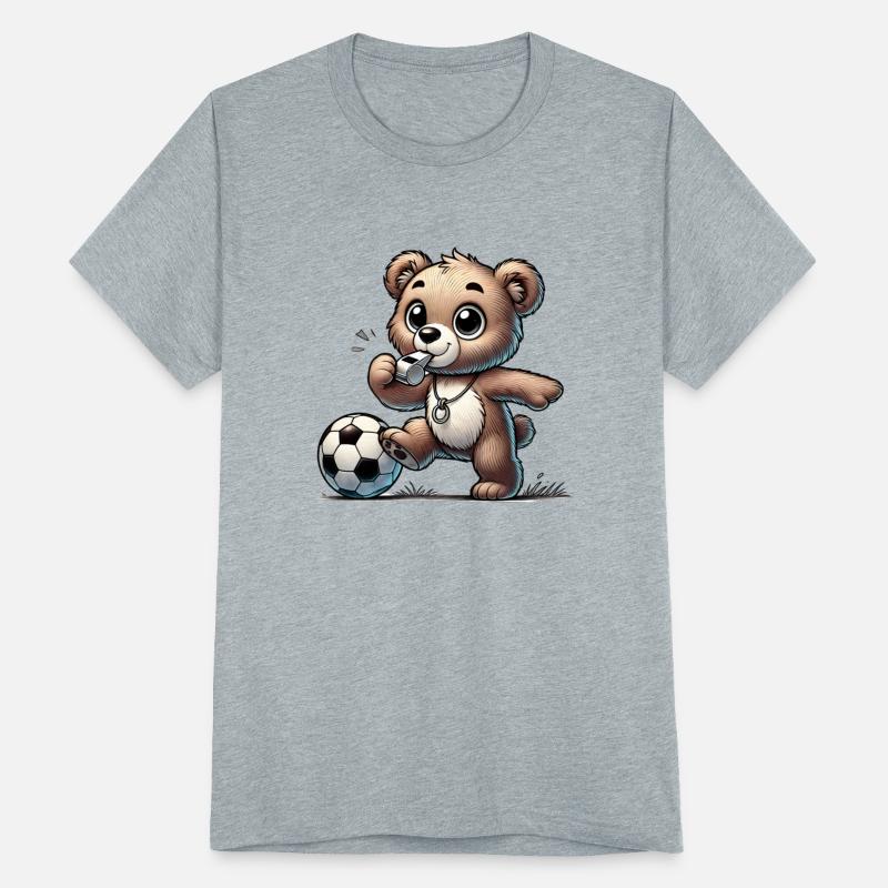 happy bear playing with a soccer ball