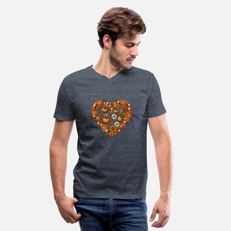 Heart filled with pumpkins, leaves and nuts