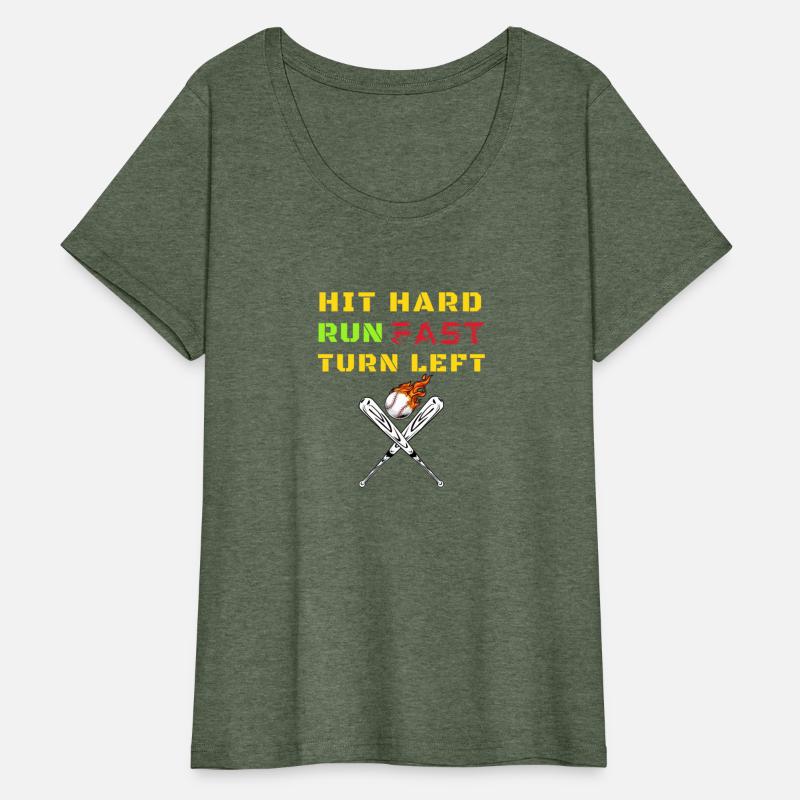 Hit Hard Run Fast Turn Left Funny Baseball Player