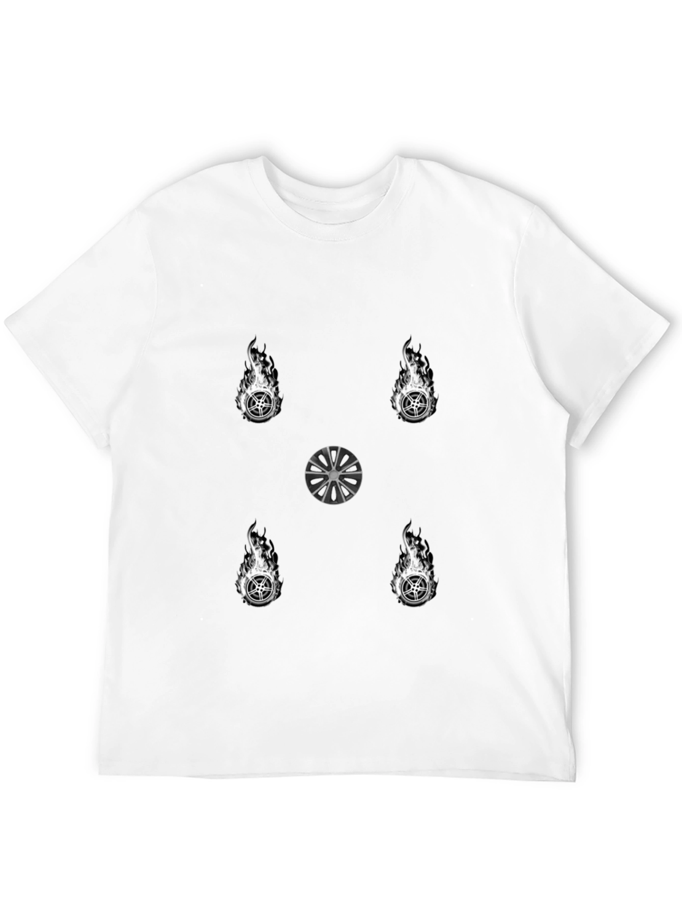 Fiery Wheel Graphic Tee - Stylish Black T-Shirt
