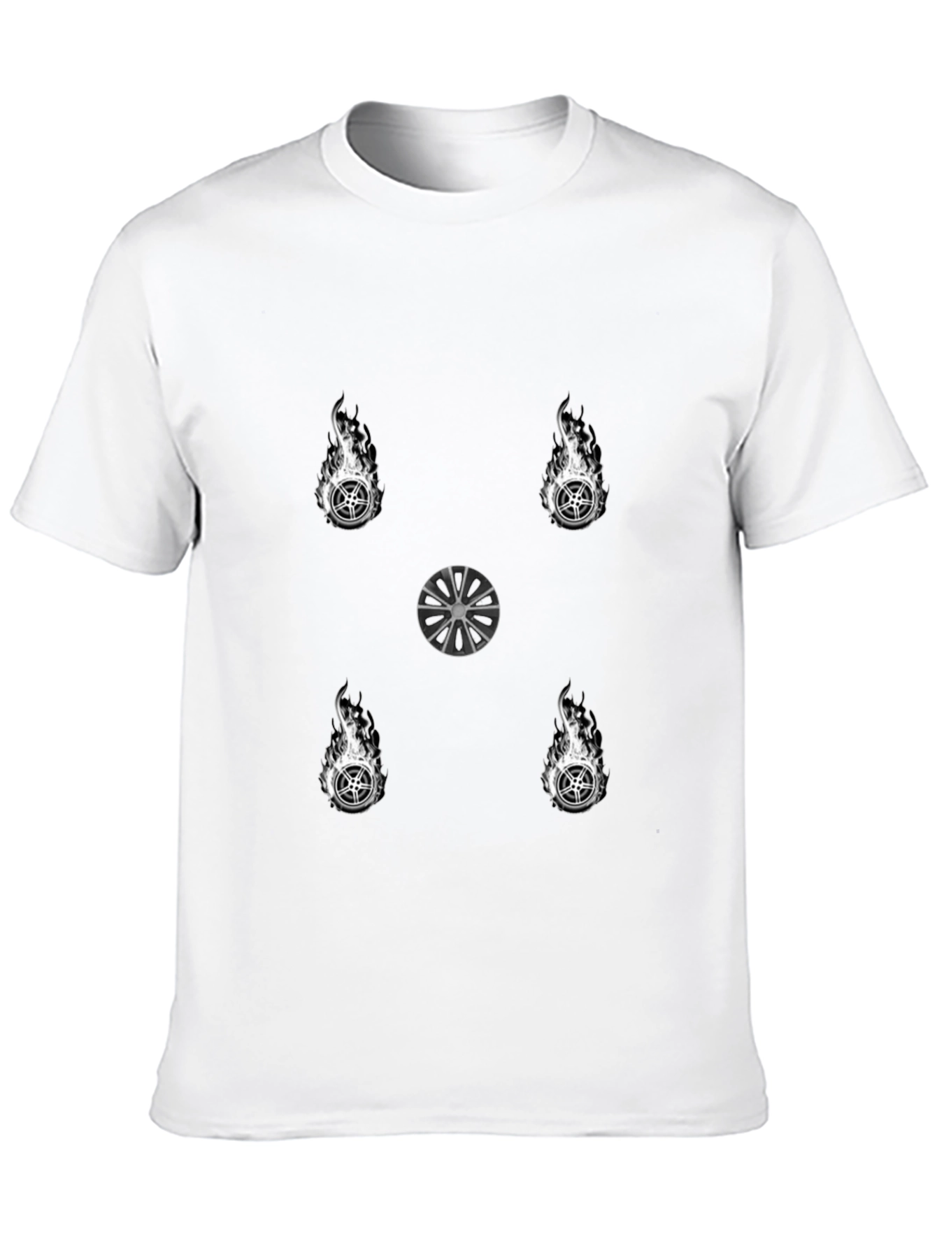 Fiery Wheel Graphic Tee - Stylish Black T-Shirt