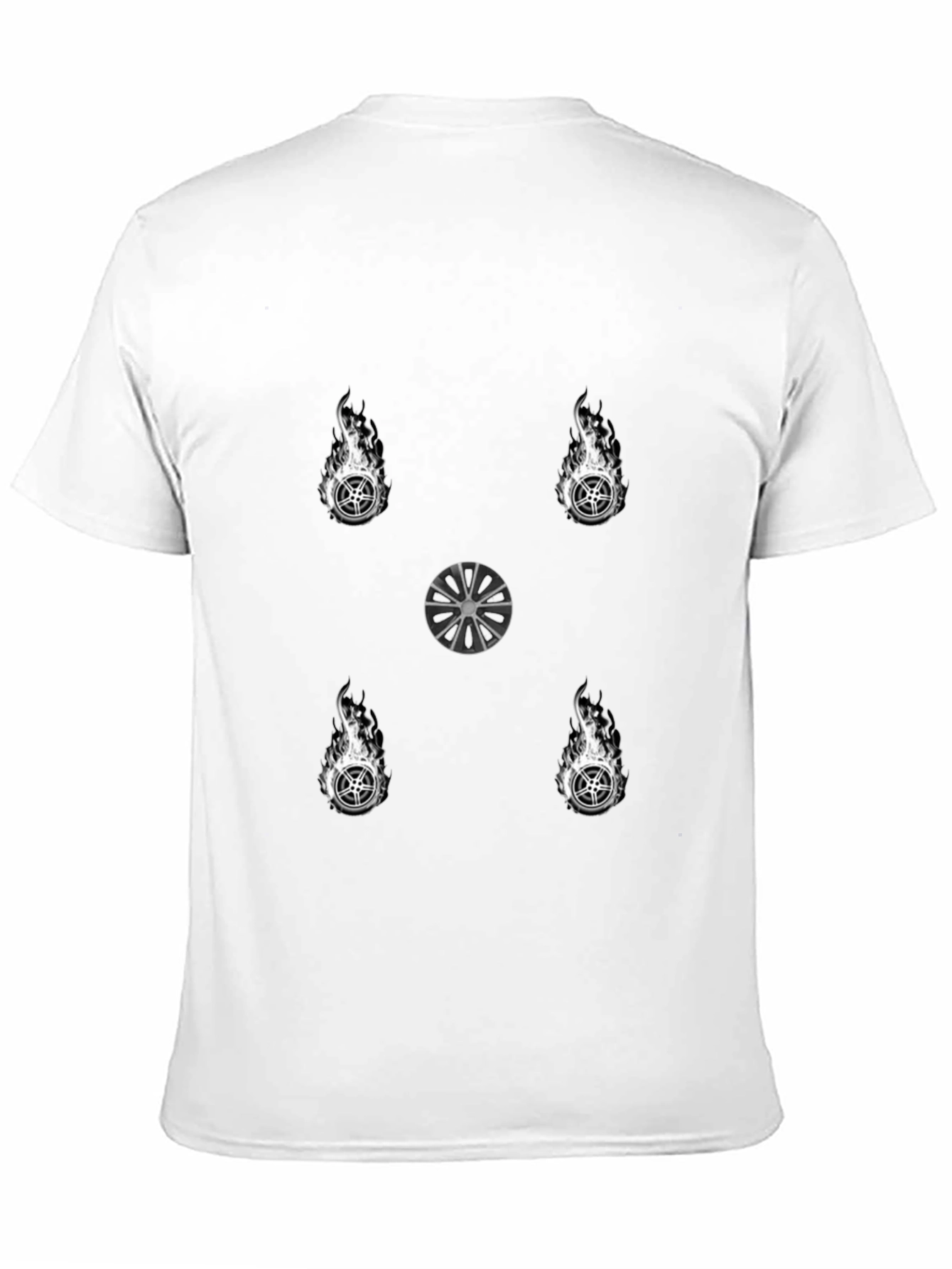 Fiery Wheel Graphic Tee - Stylish Black T-Shirt