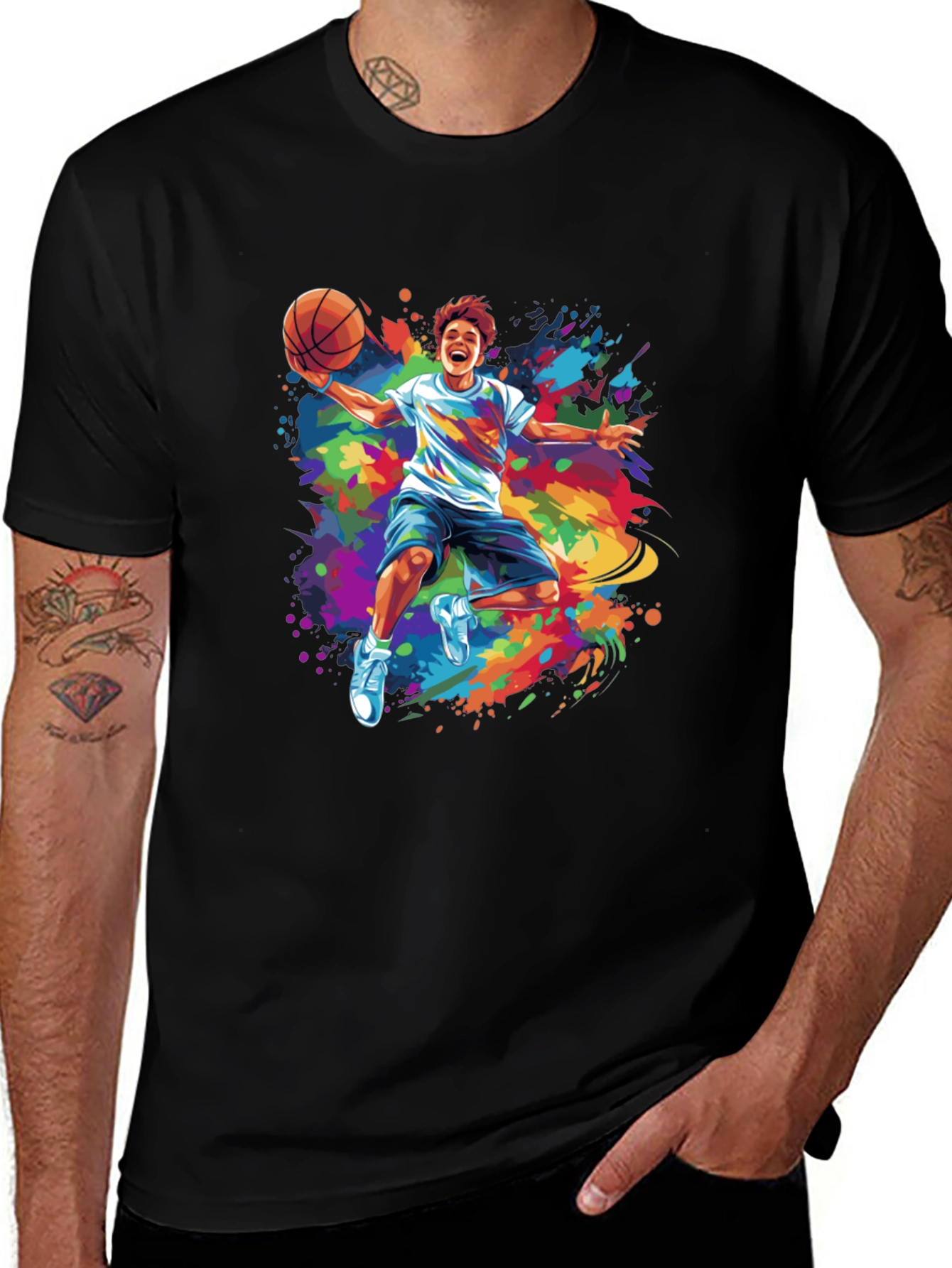 Colorful Basketball Graphic Tee