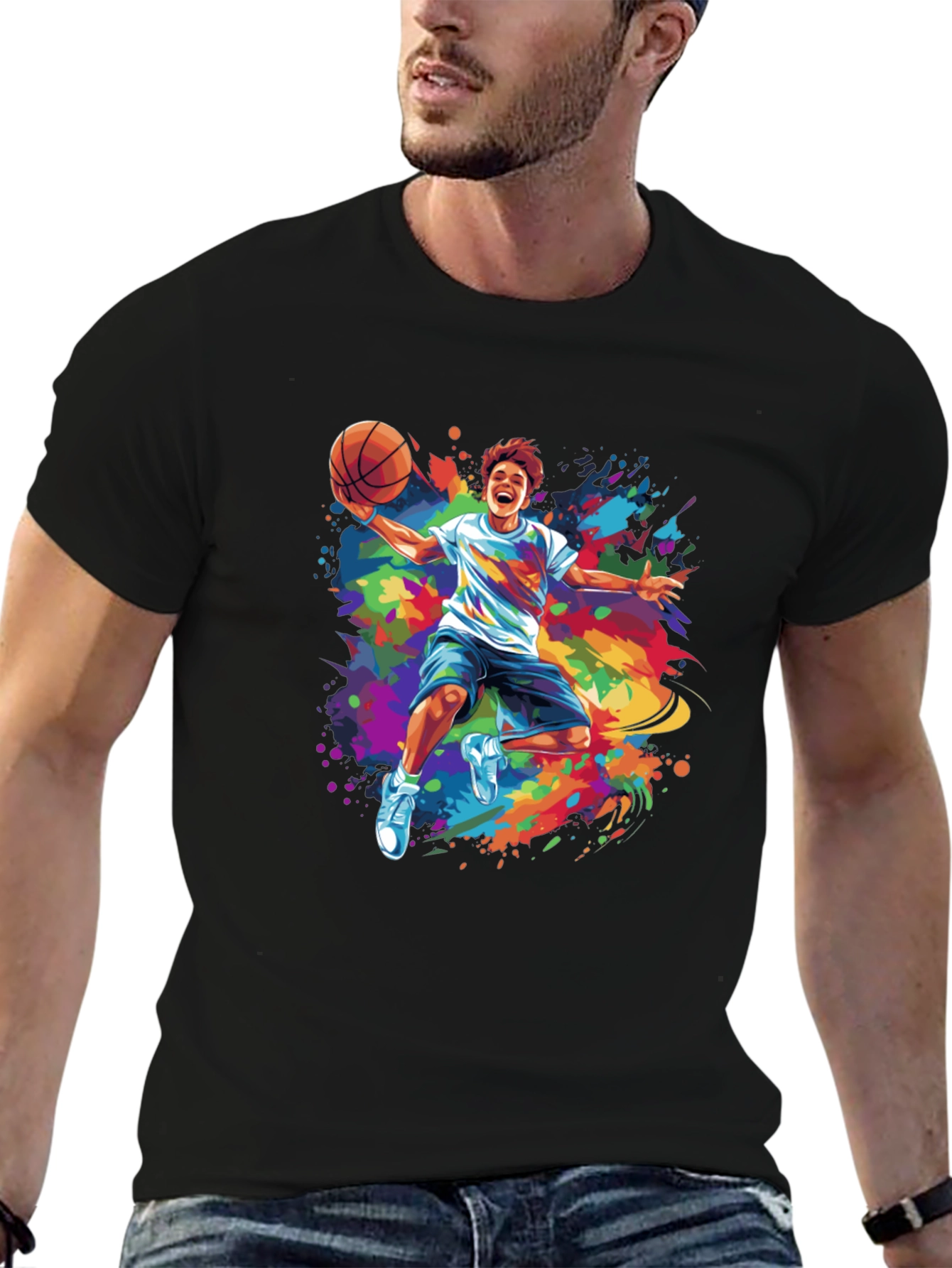 Colorful Basketball Graphic Tee