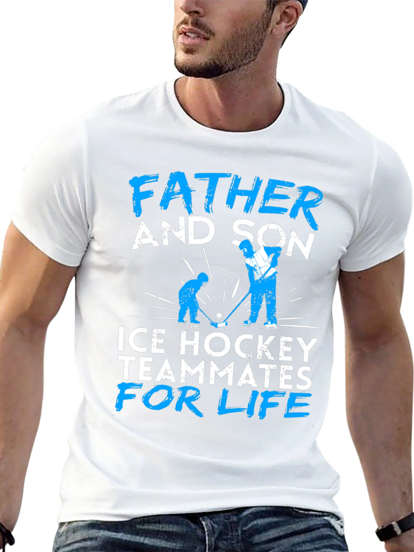 Father and Son Ice Hockey Teammates Graphic Tee