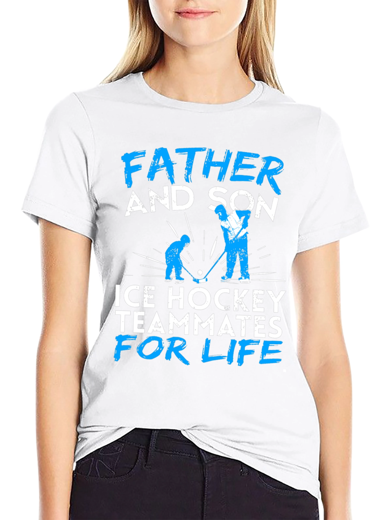 Father and Son Ice Hockey Teammates Graphic Tee