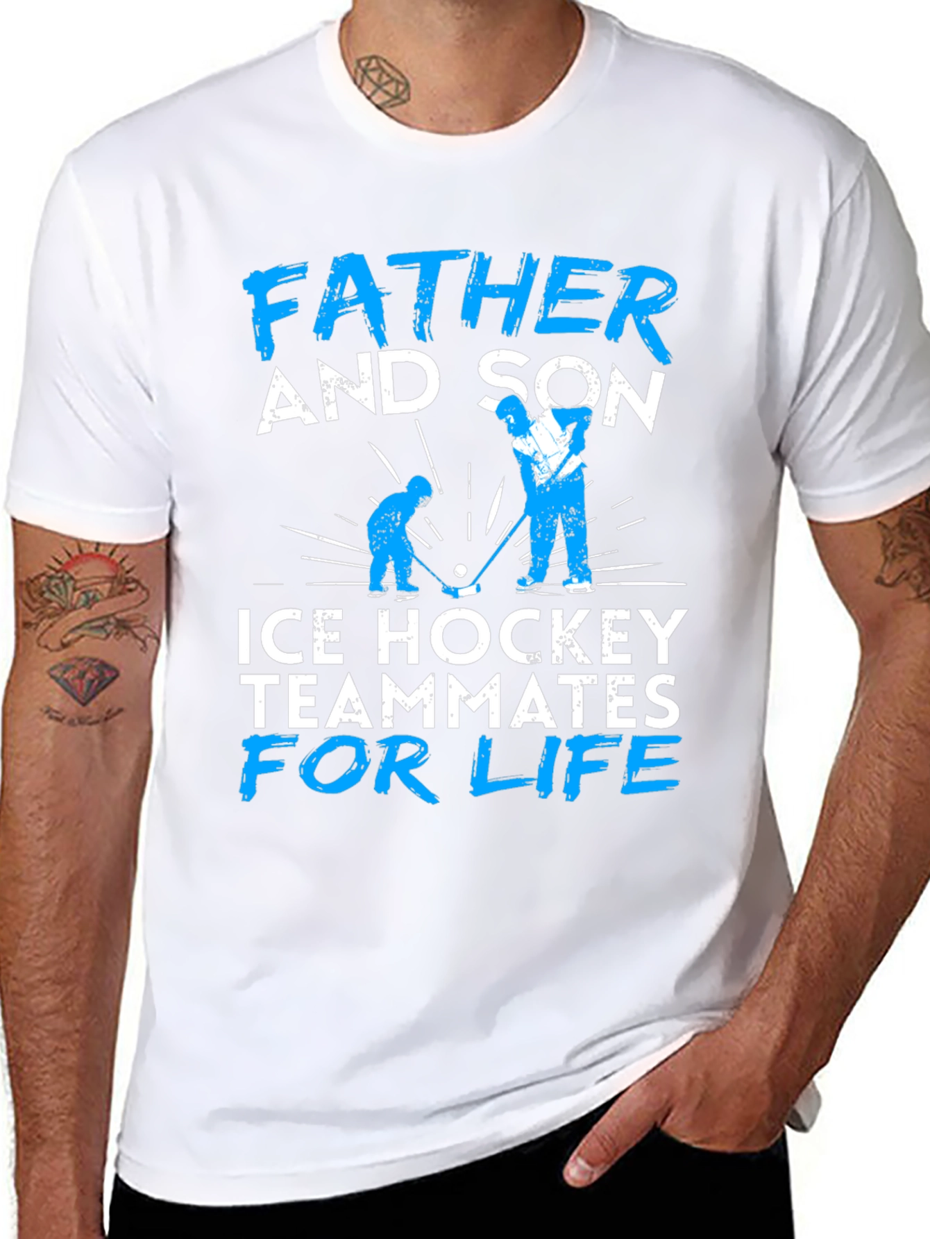 Father and Son Ice Hockey Teammates Graphic Tee