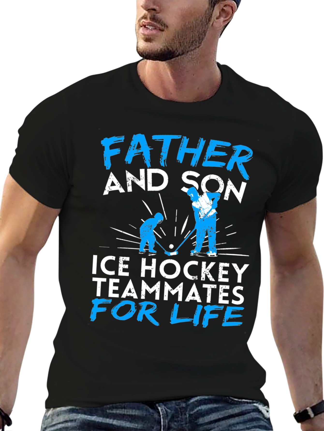Father and Son Ice Hockey Teammates Graphic Tee