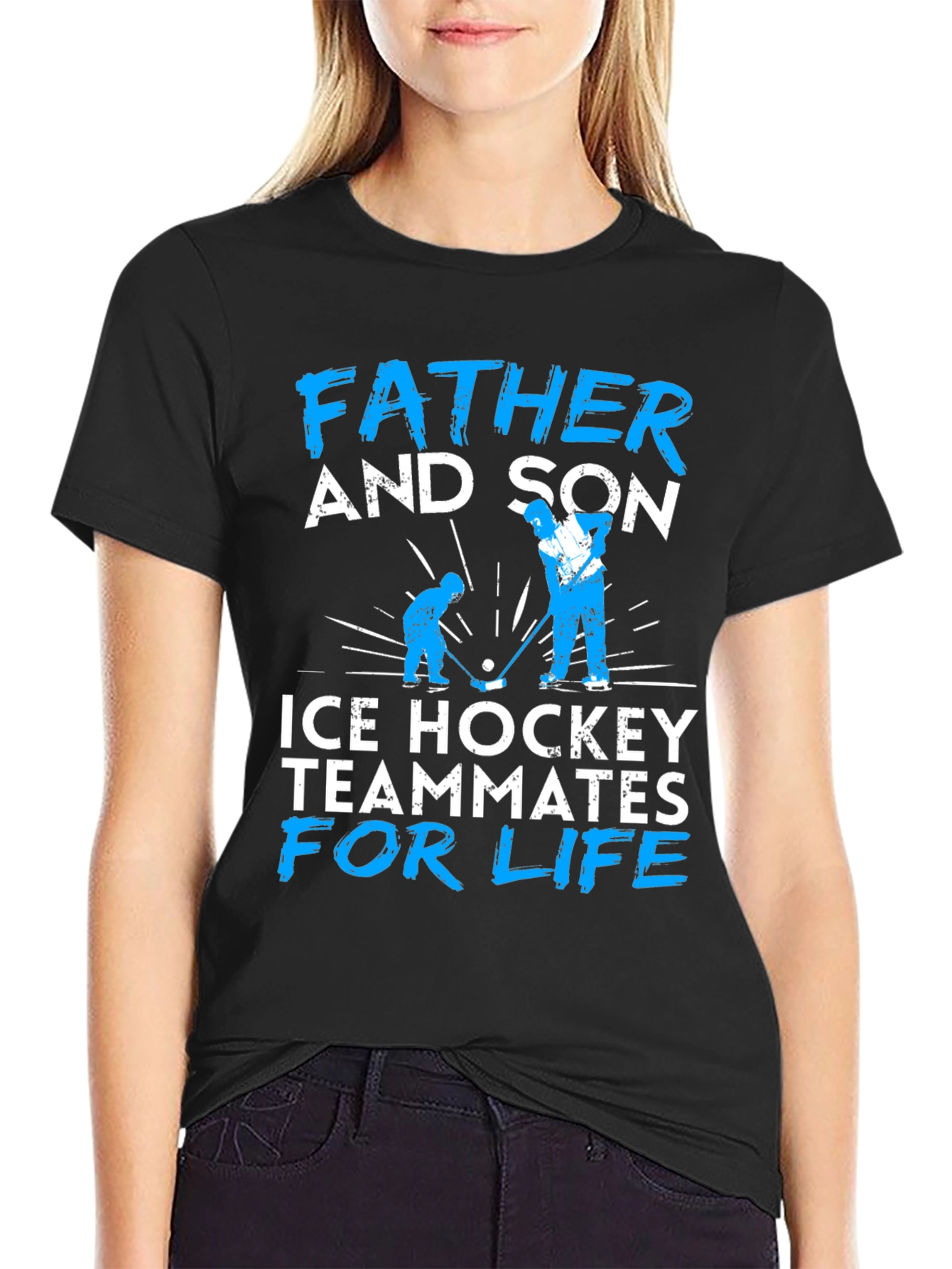 Father and Son Ice Hockey Teammates Graphic Tee