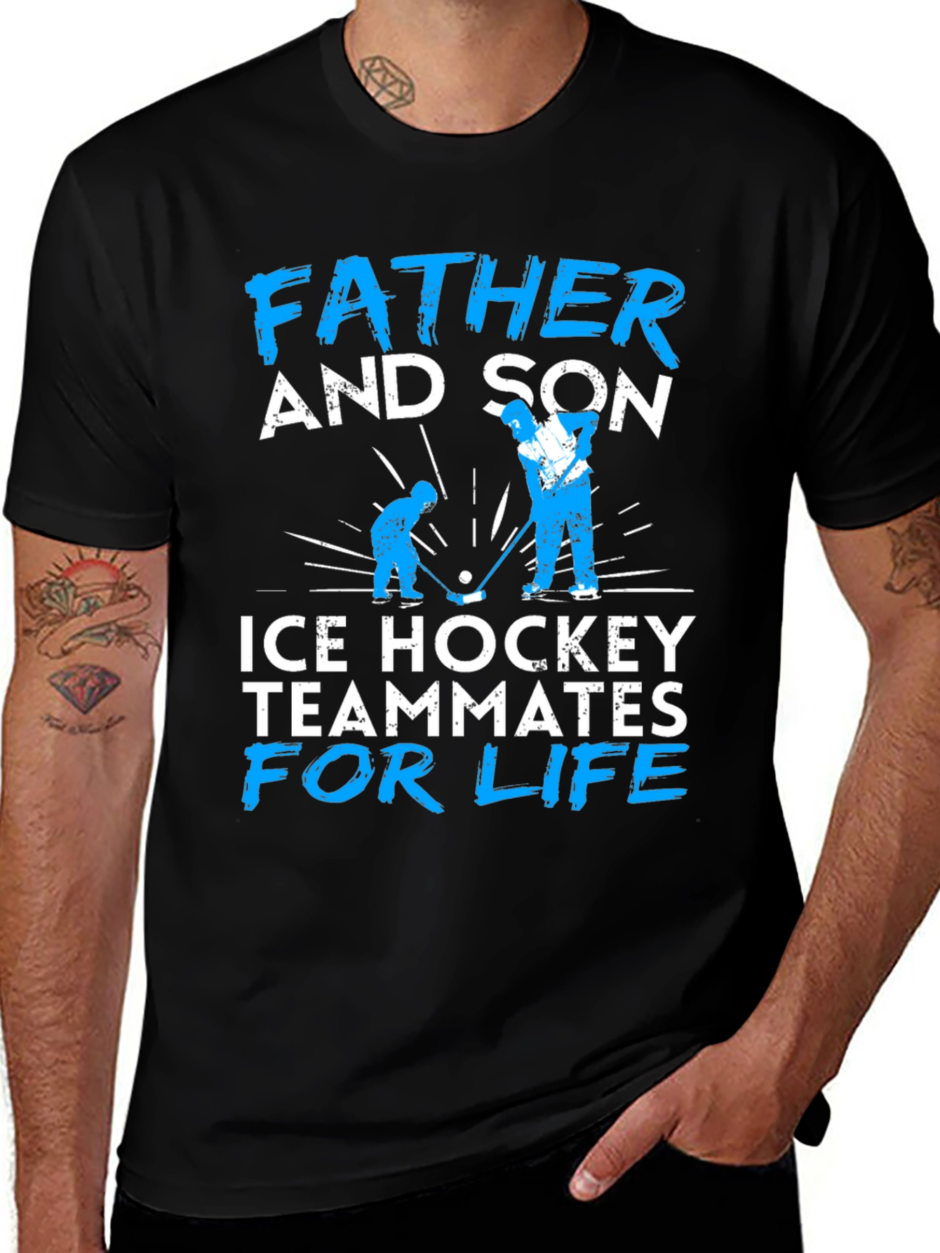 Father and Son Ice Hockey Teammates Graphic Tee