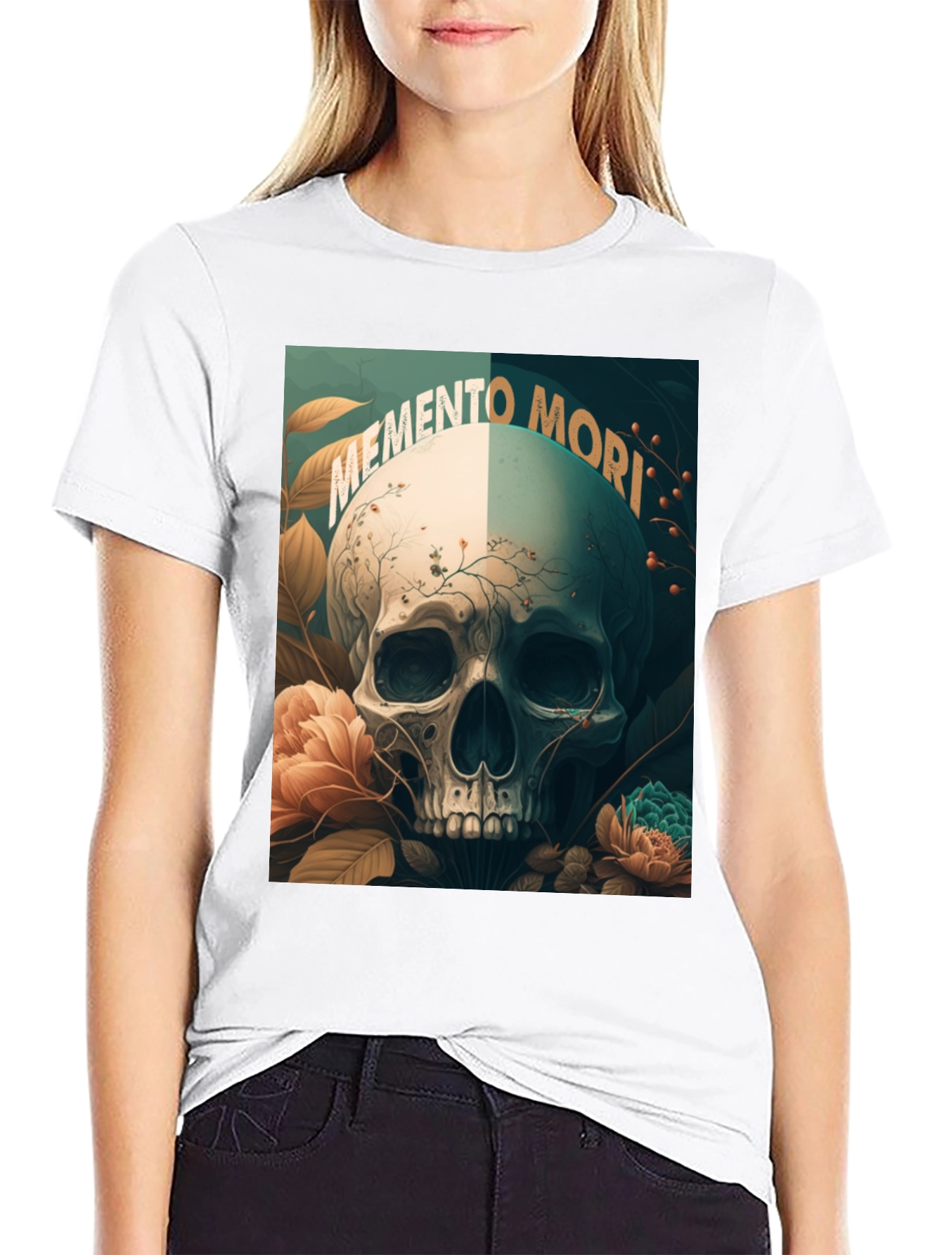 Memento Mori Skull Graphic Tee - Black