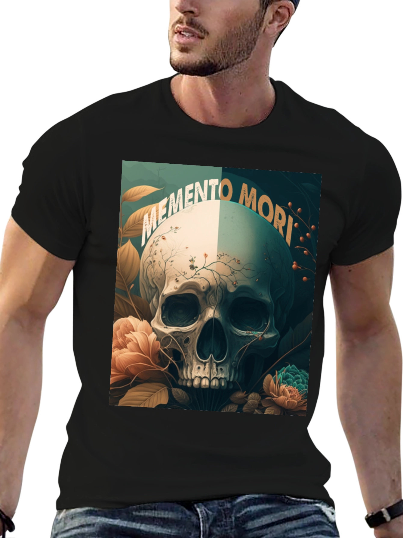 Memento Mori Skull Graphic Tee - Black