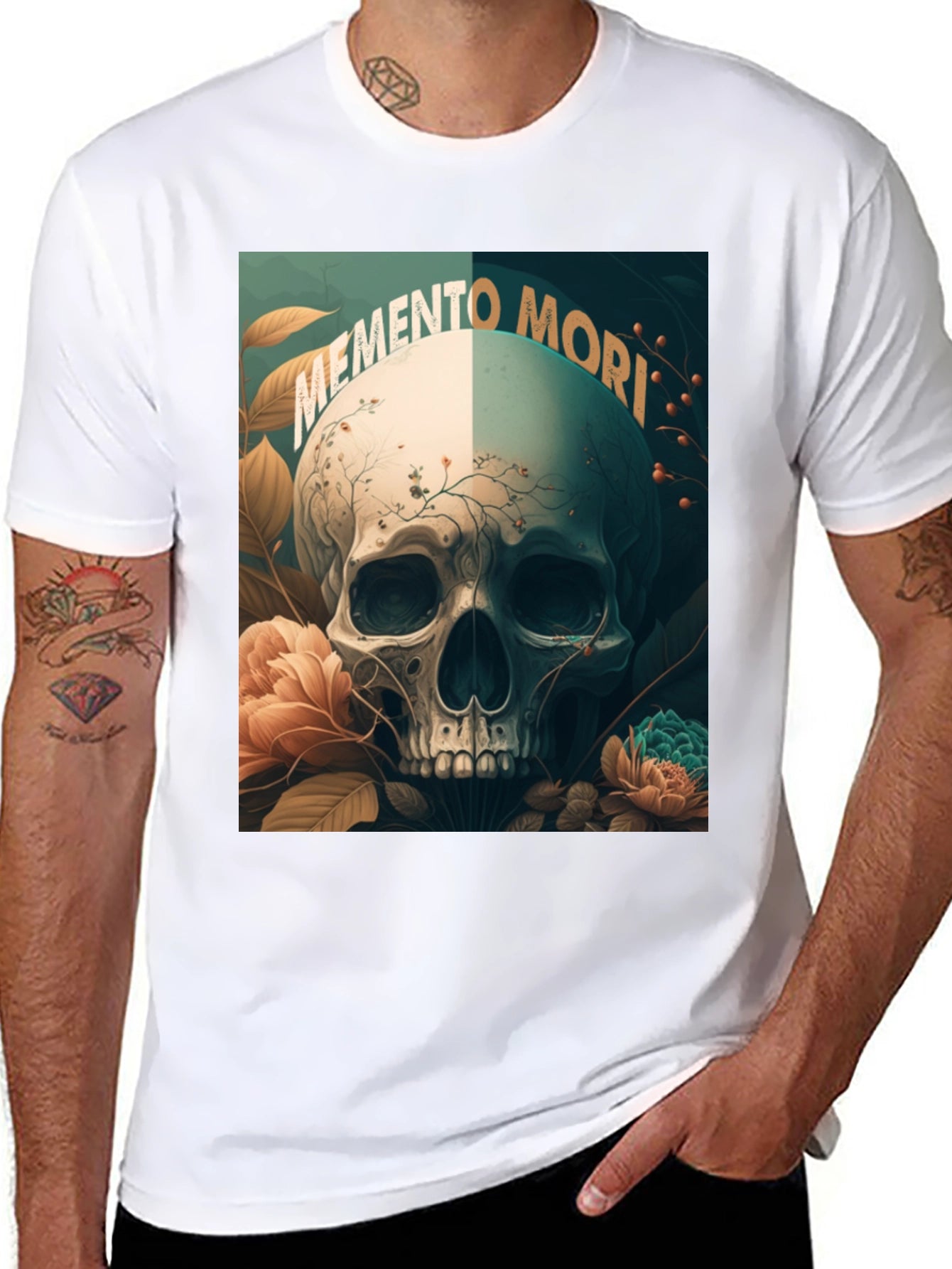 Memento Mori Skull Graphic Tee - Black