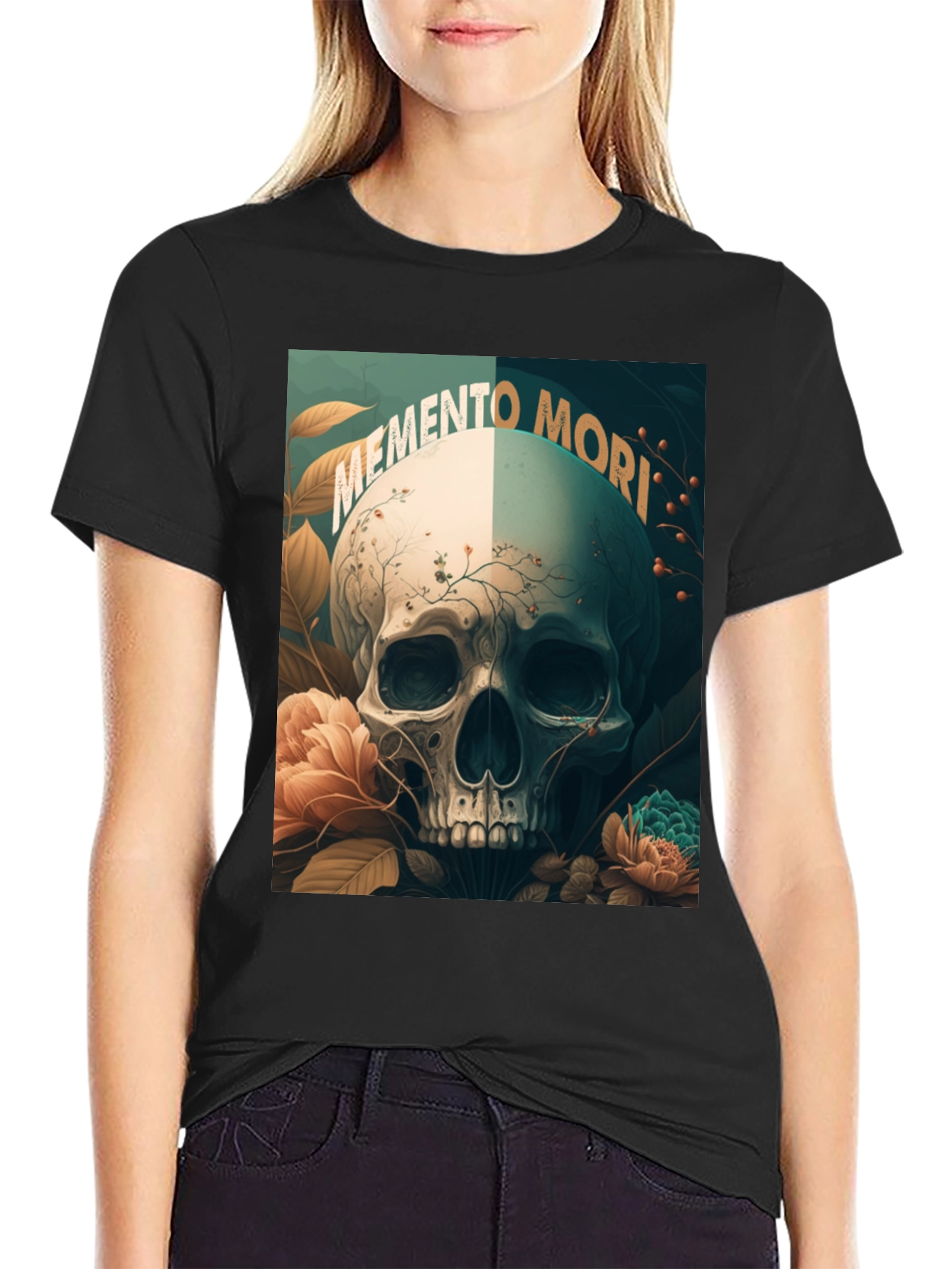 Memento Mori Skull Graphic Tee - Black
