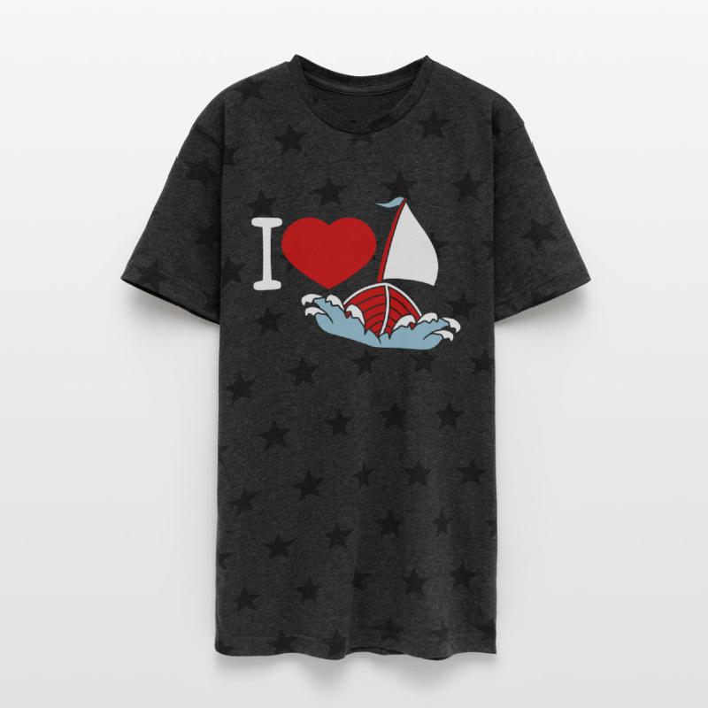 I Love Sailing Waves Sailor Boat Trip Heart Logo
