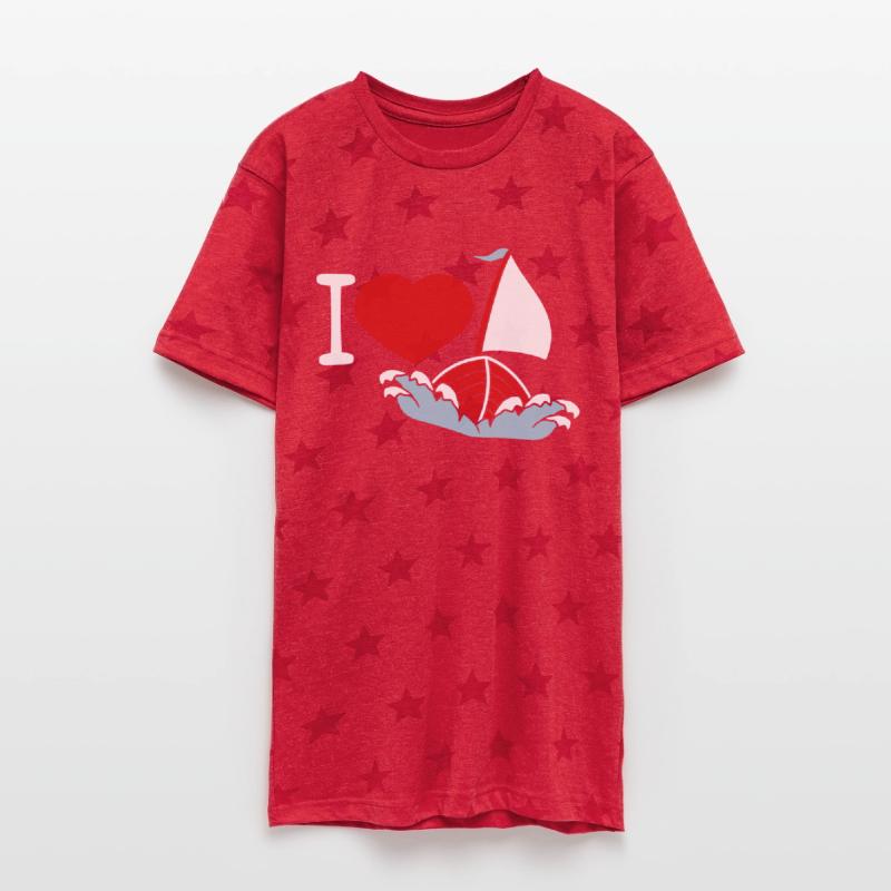 I Love Sailing Waves Sailor Boat Trip Heart Logo
