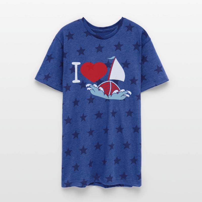I Love Sailing Waves Sailor Boat Trip Heart Logo