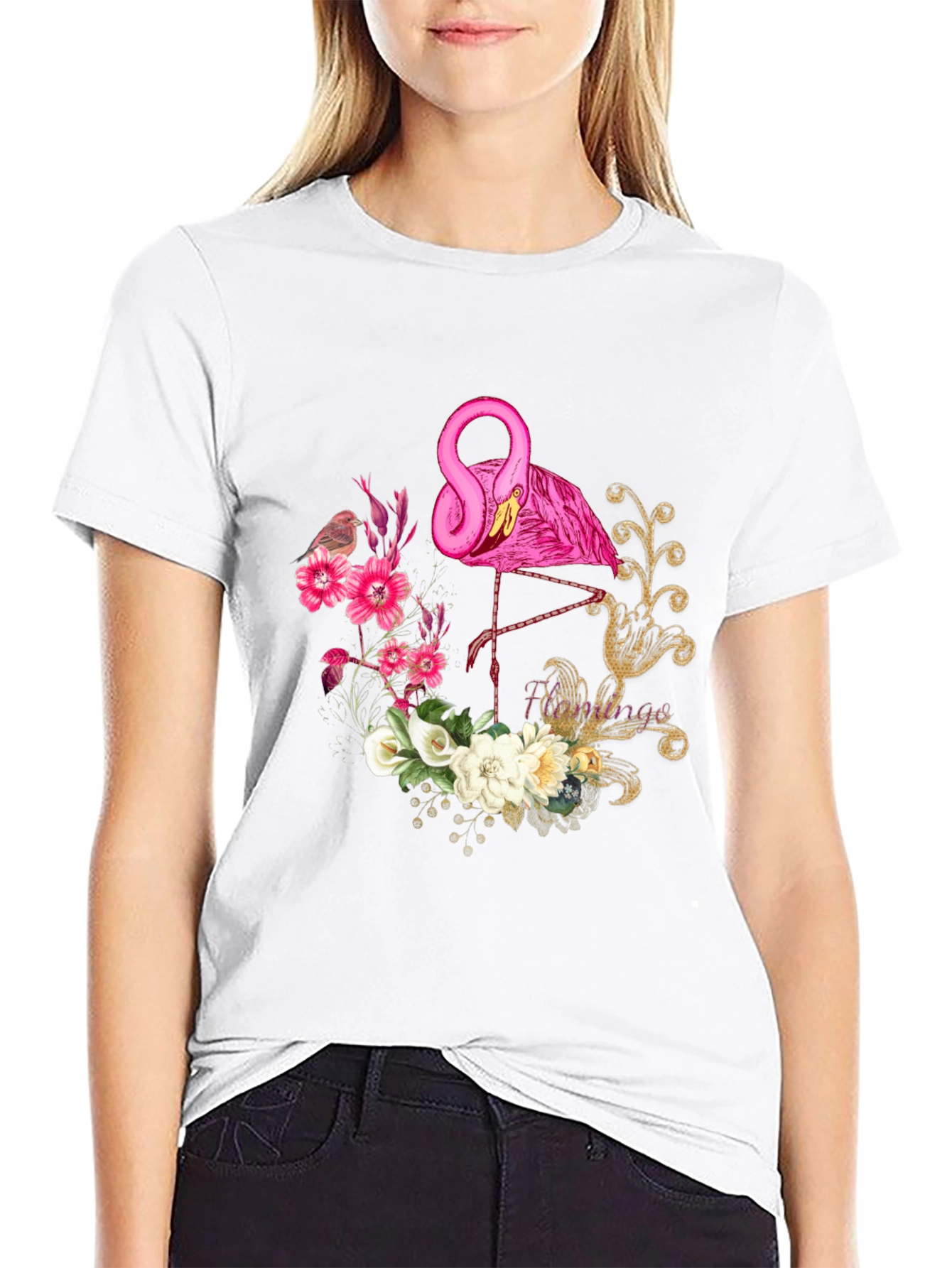 Floral Flamingo Graphic T-Shirt