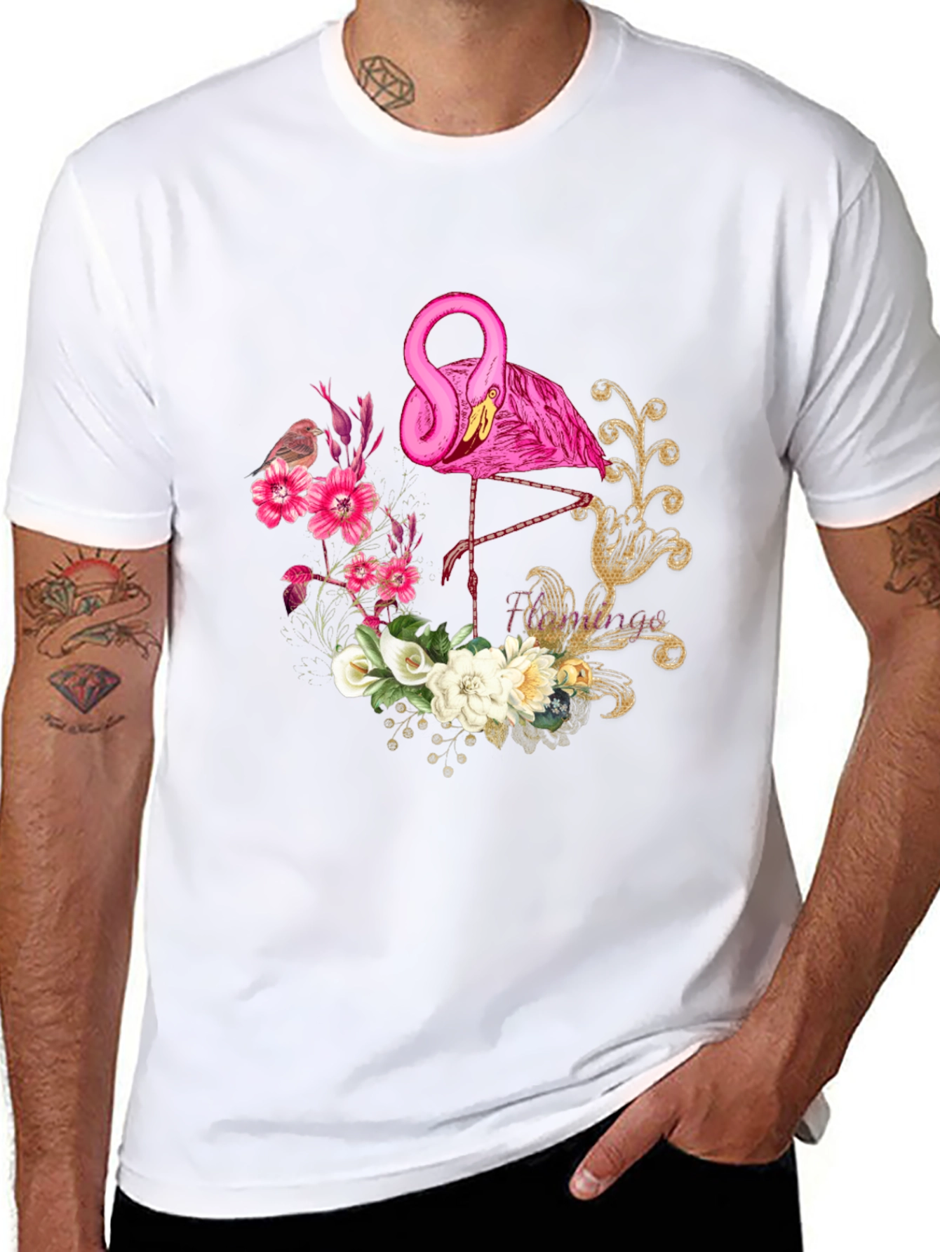 Floral Flamingo Graphic T-Shirt