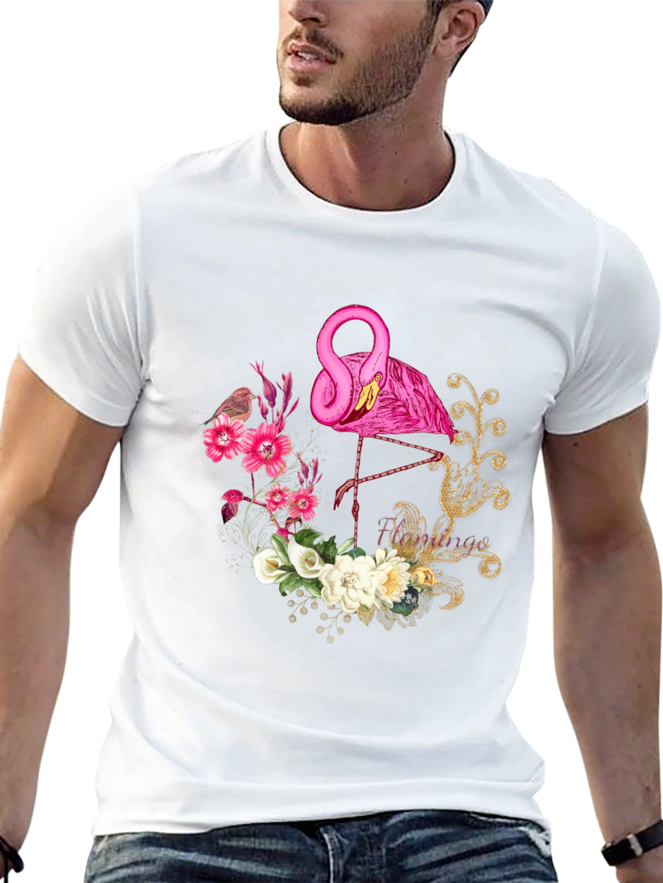 Floral Flamingo Graphic T-Shirt