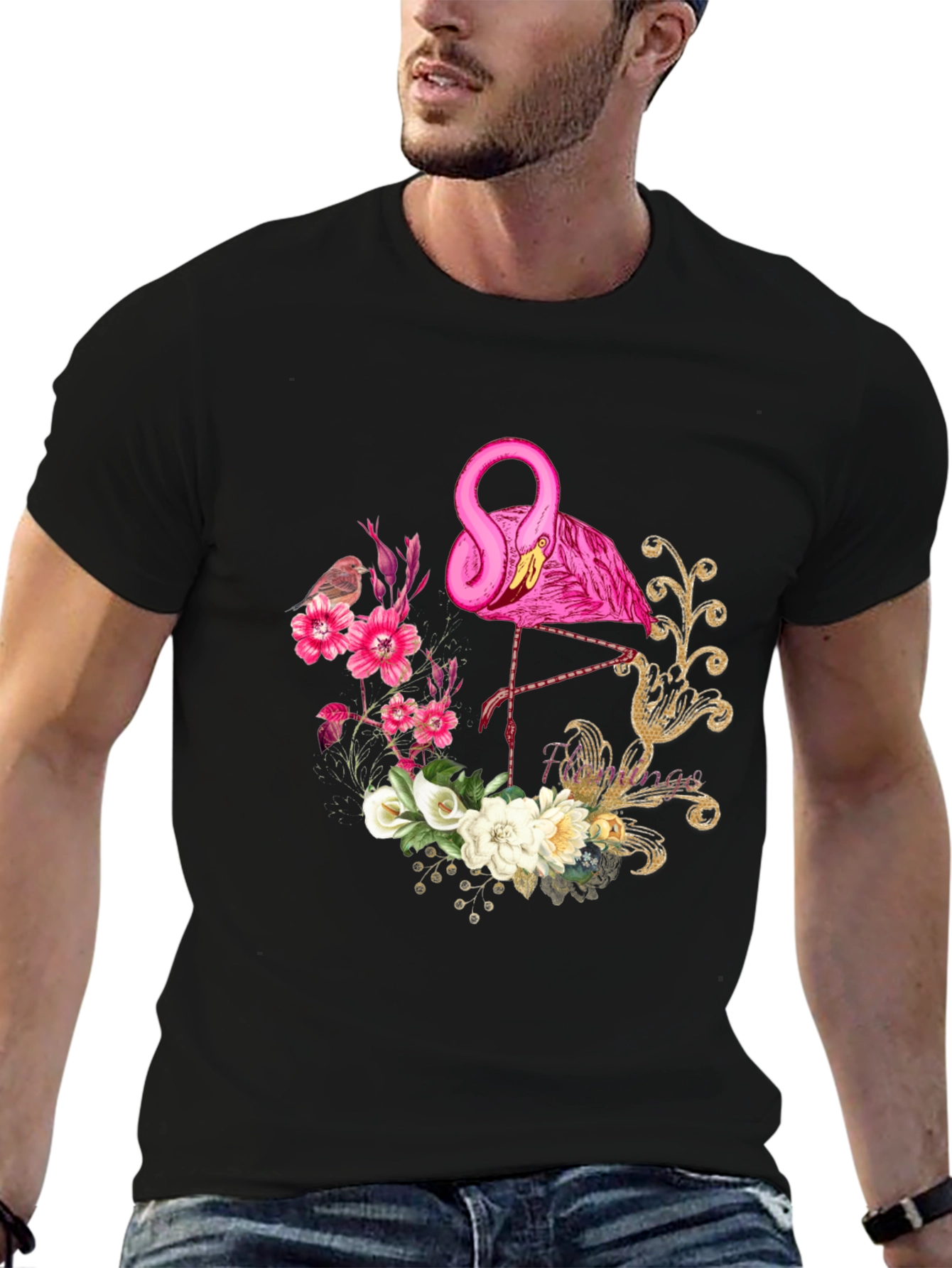 Floral Flamingo Graphic T-Shirt