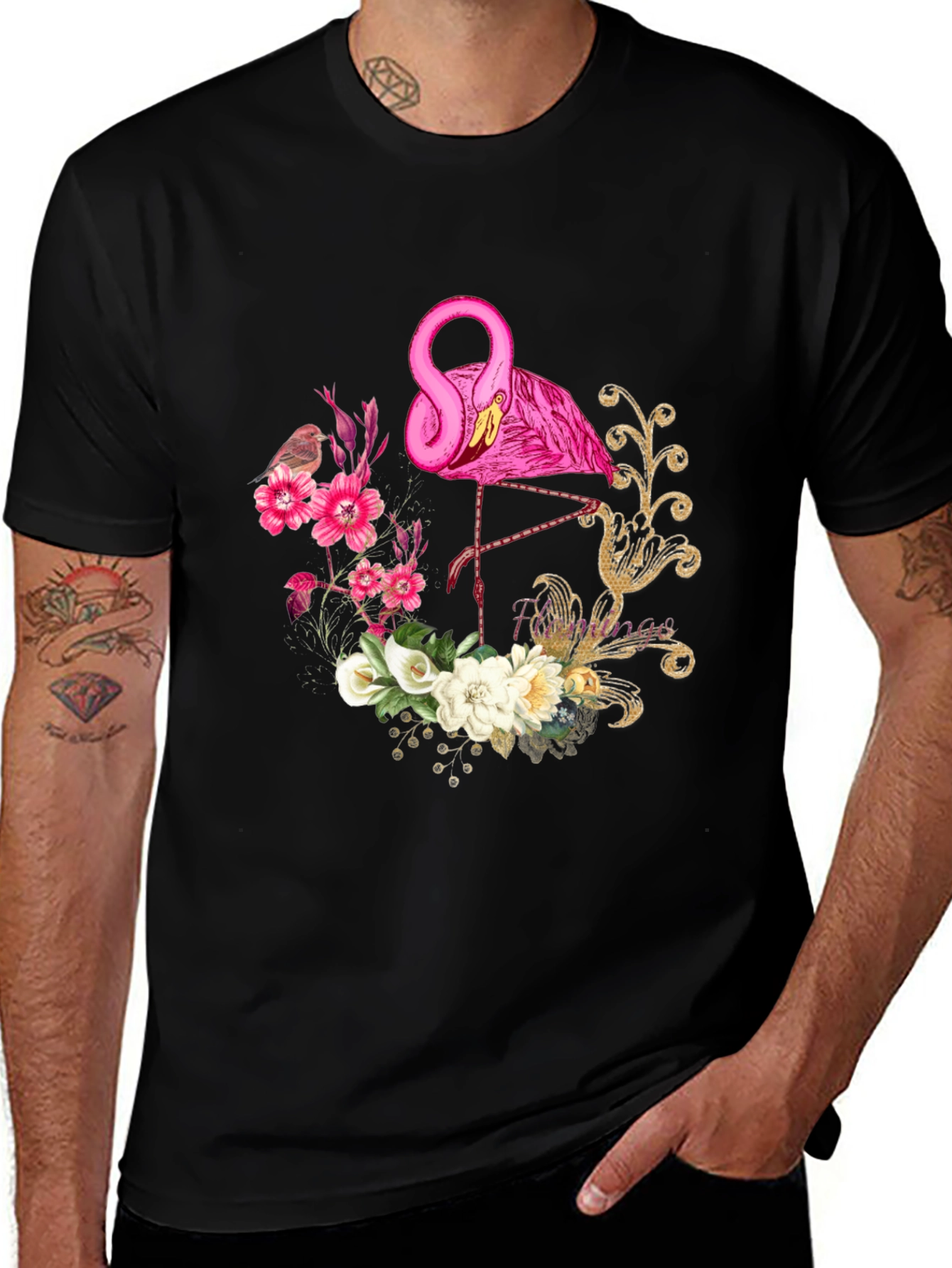 Floral Flamingo Graphic T-Shirt