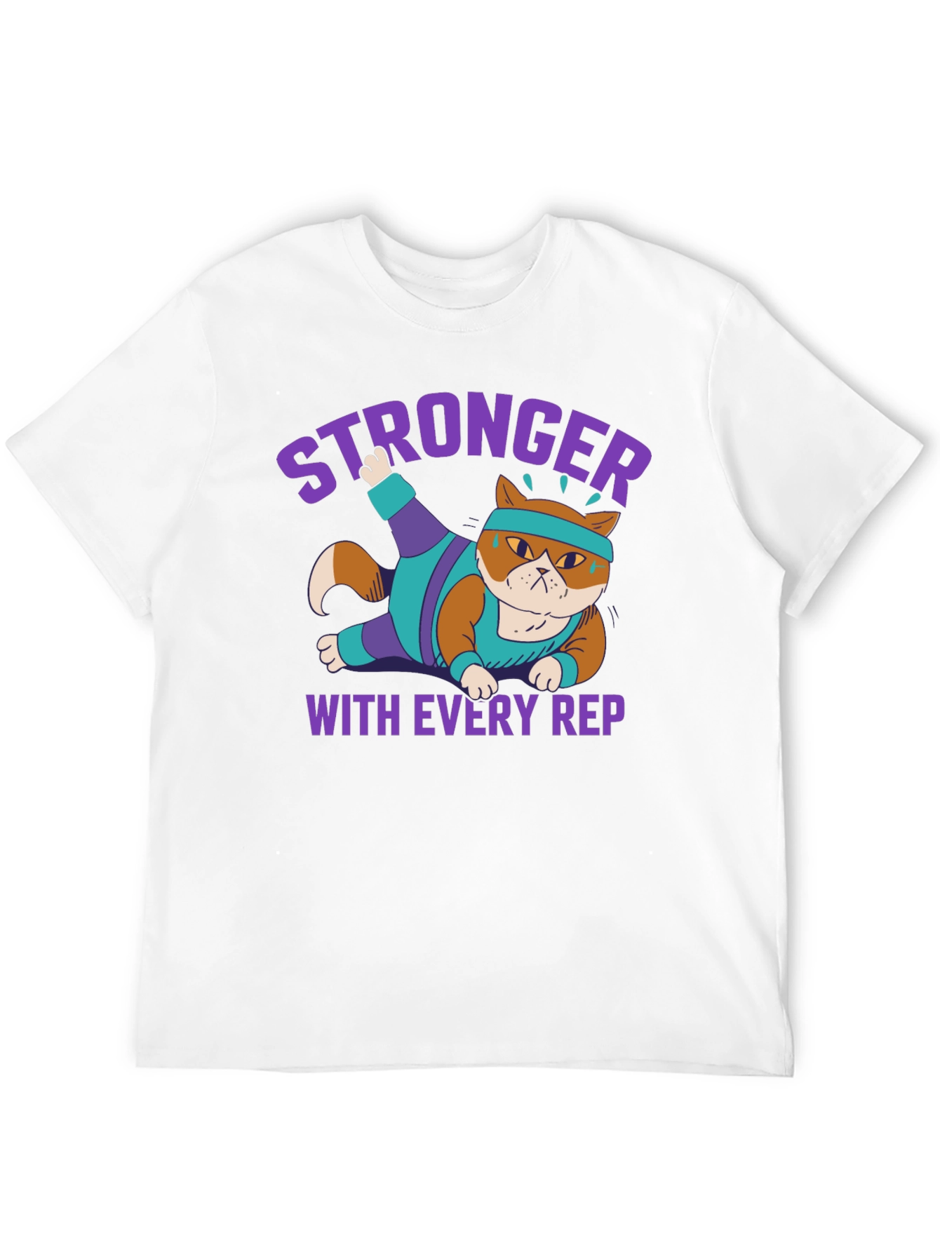 Stronger with Every Rep Cat Workout T-Shirt