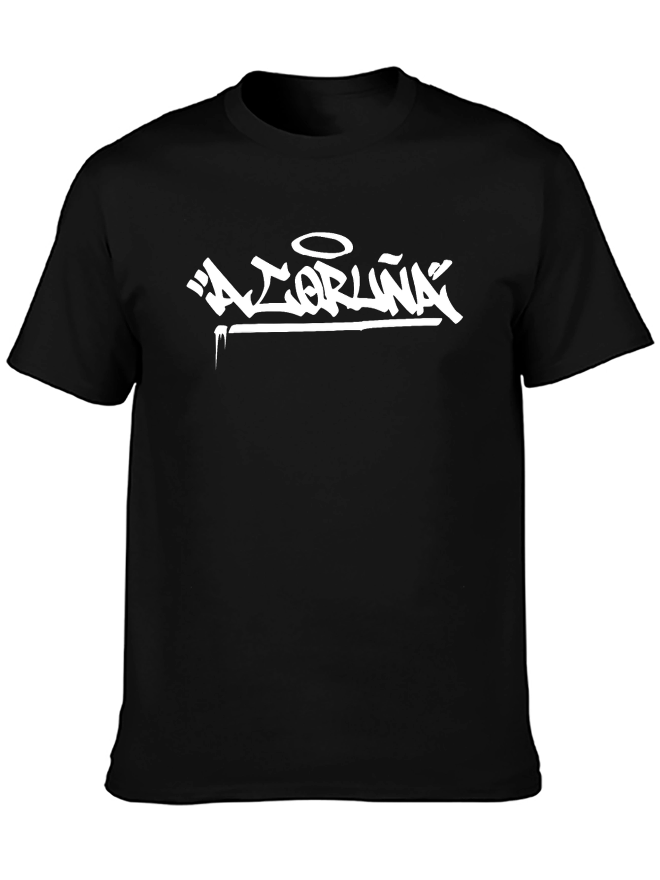 Black T-Shirt with White Graffiti Style Print