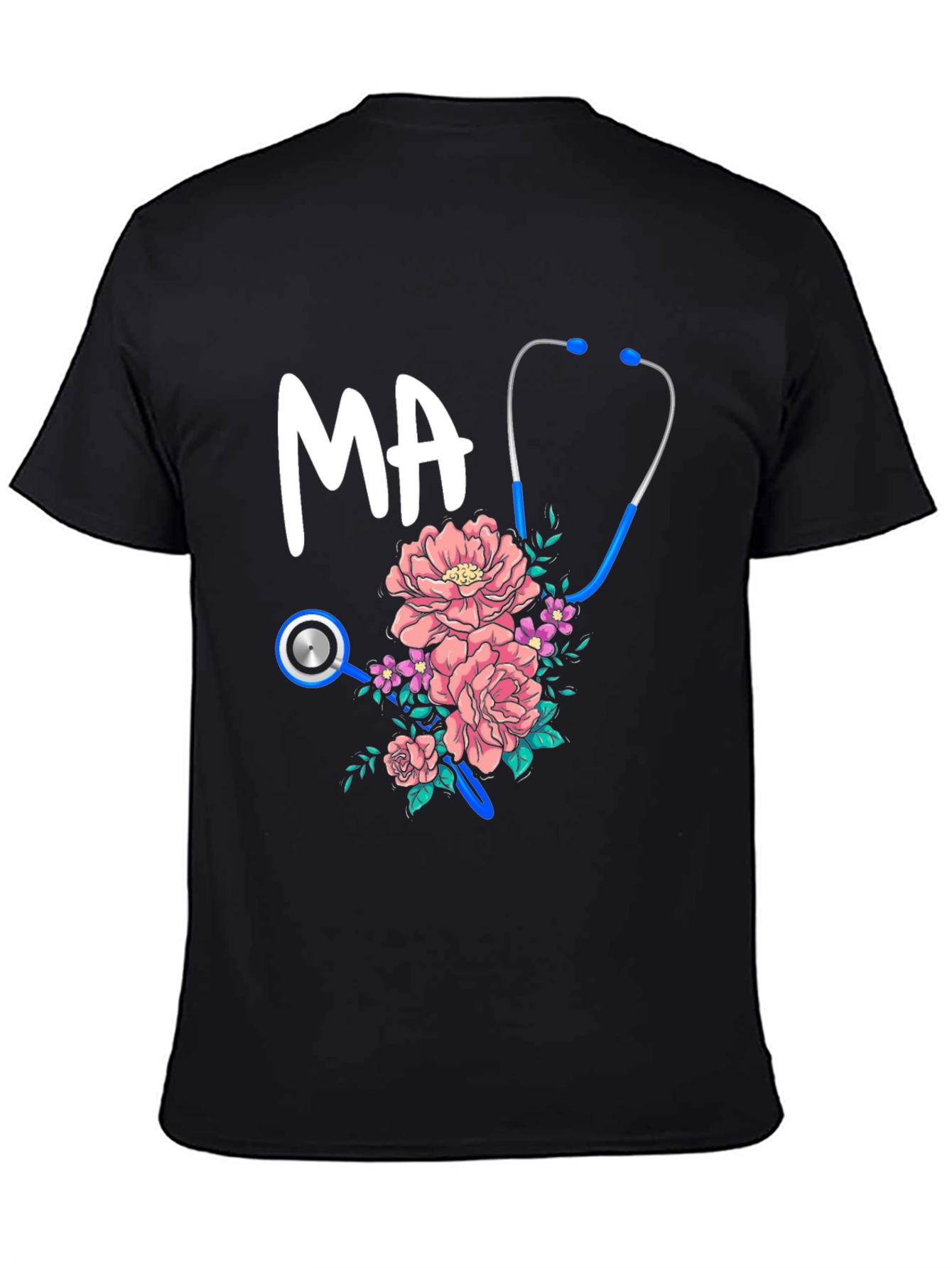 Medical Assistant Floral Stethoscope Graphic Tee
