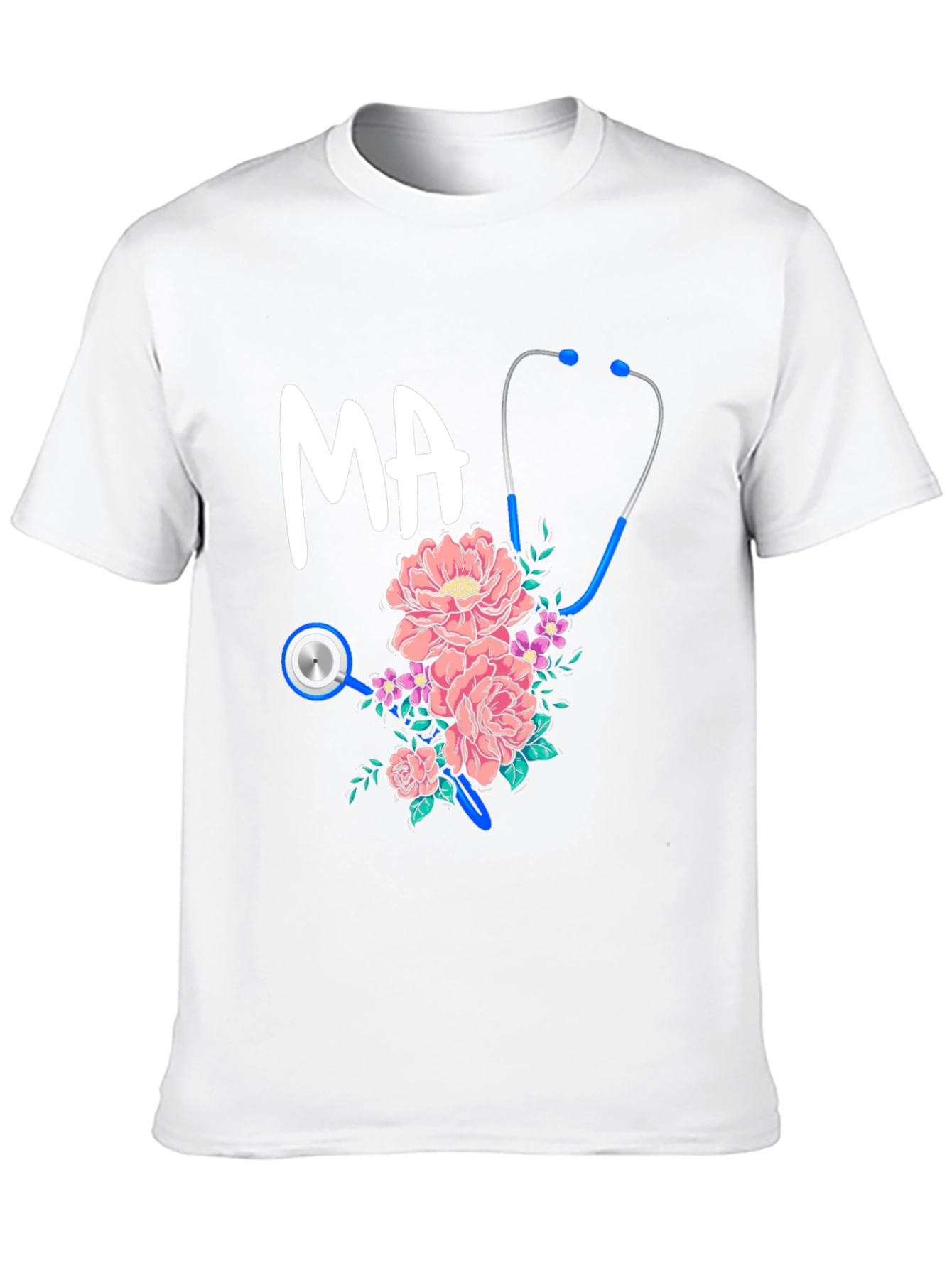 Medical Assistant Floral Stethoscope Graphic Tee