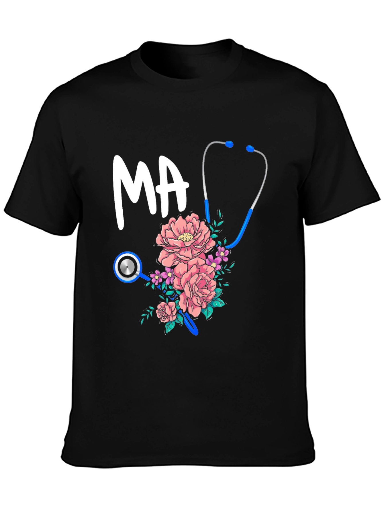 Medical Assistant Floral Stethoscope Graphic Tee