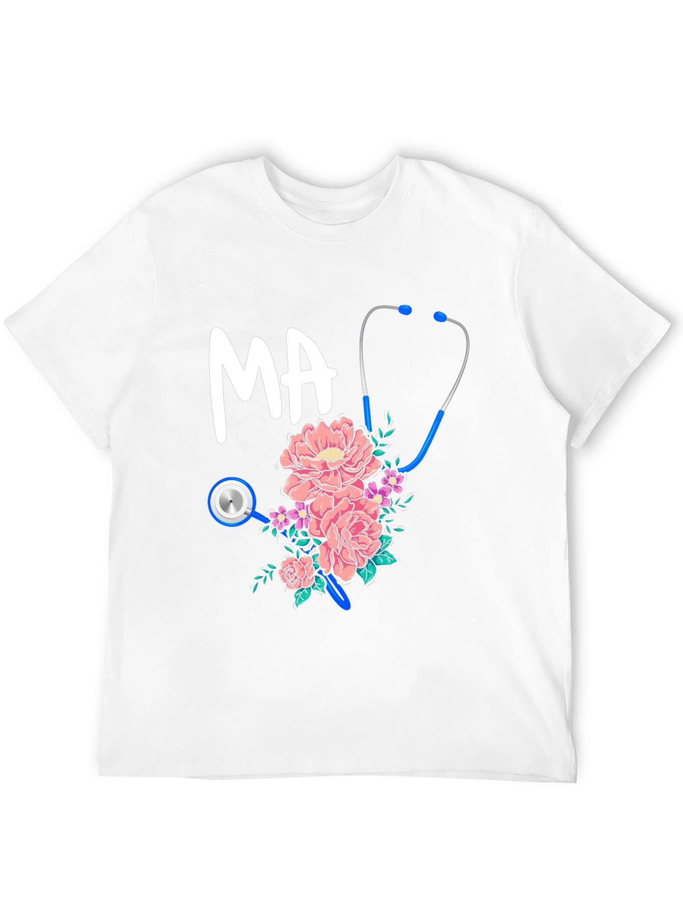 Medical Assistant Floral Stethoscope Graphic Tee