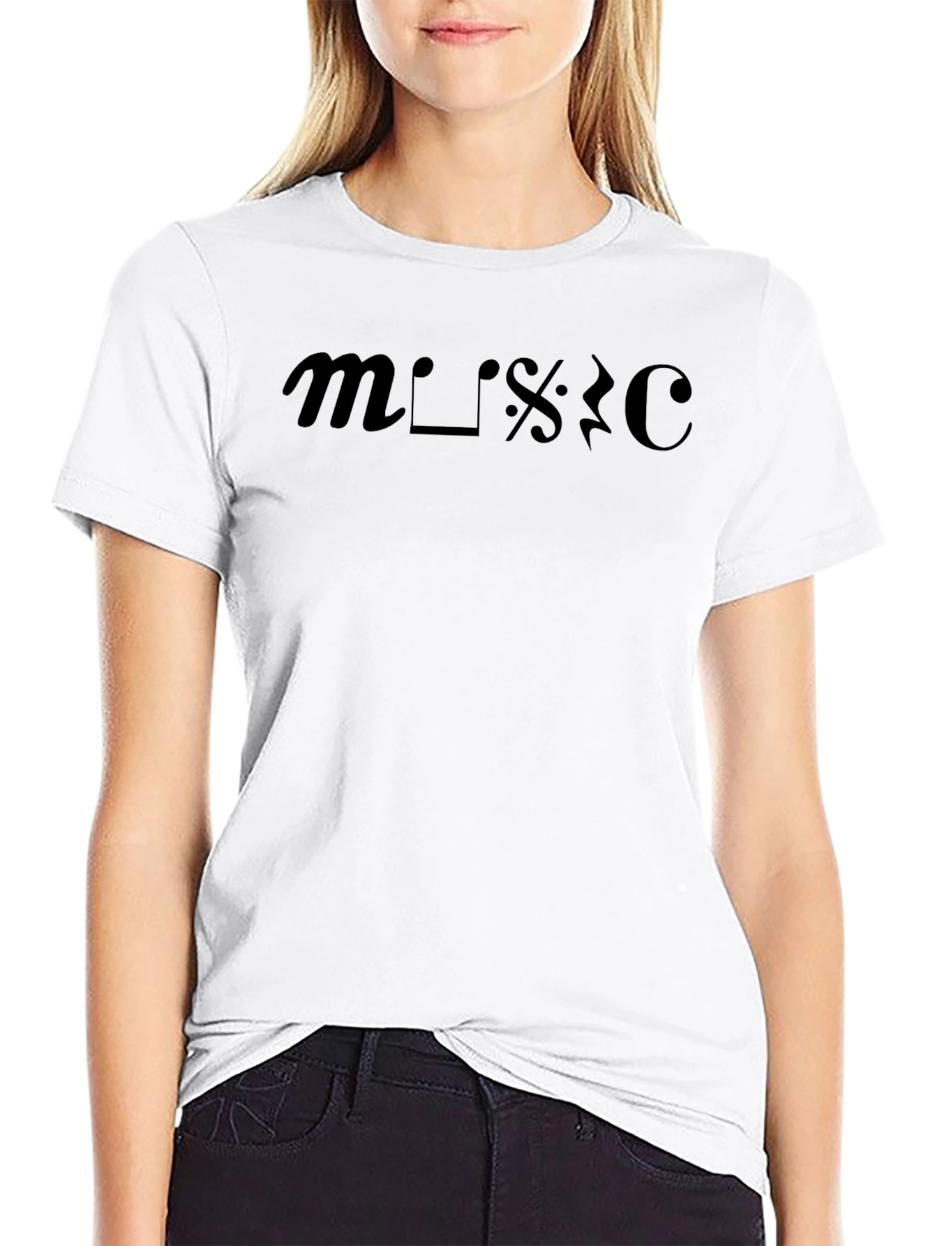 Music Symbol Graphic Black Tee - Stylish & Unique