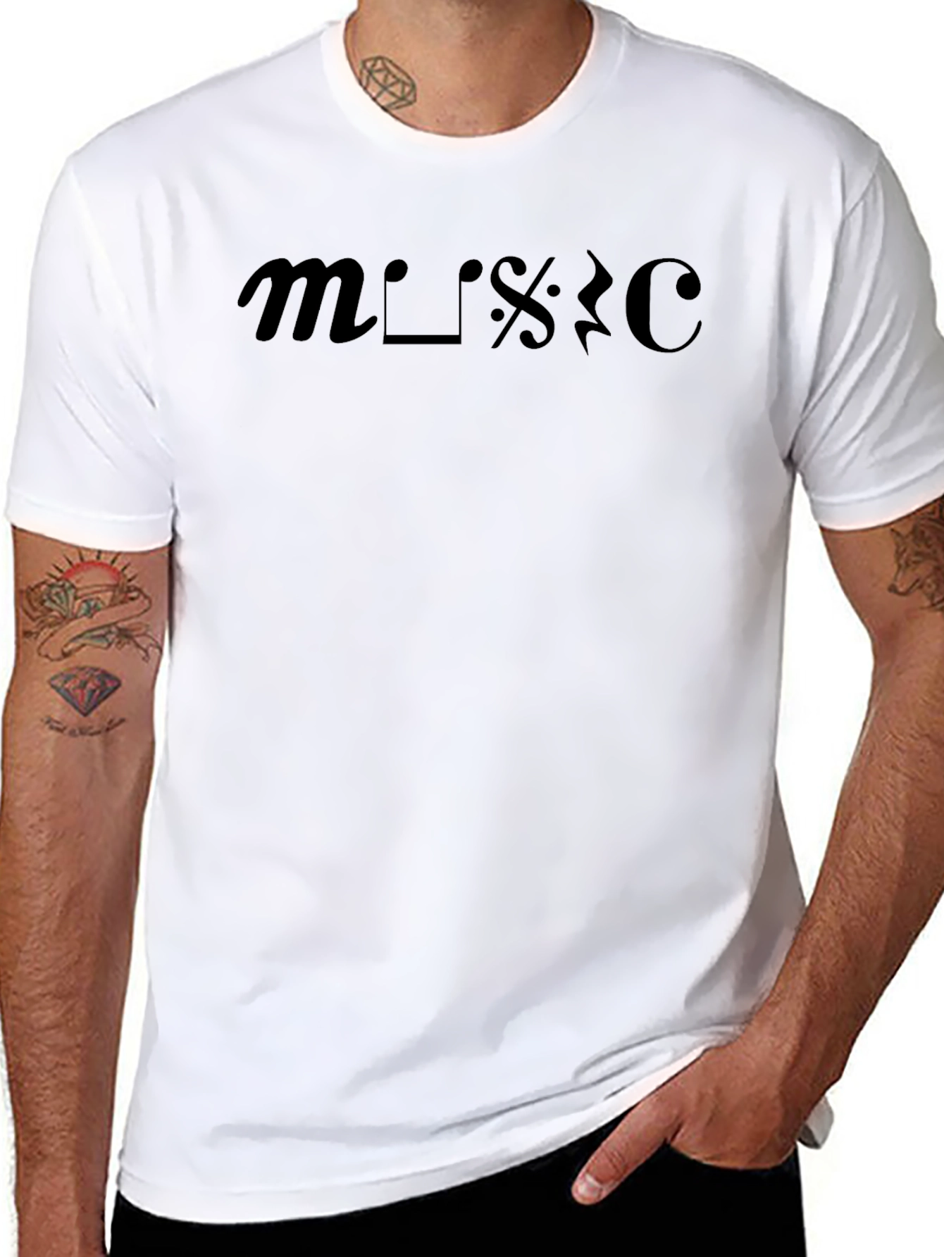 Music Symbol Graphic Black Tee - Stylish & Unique