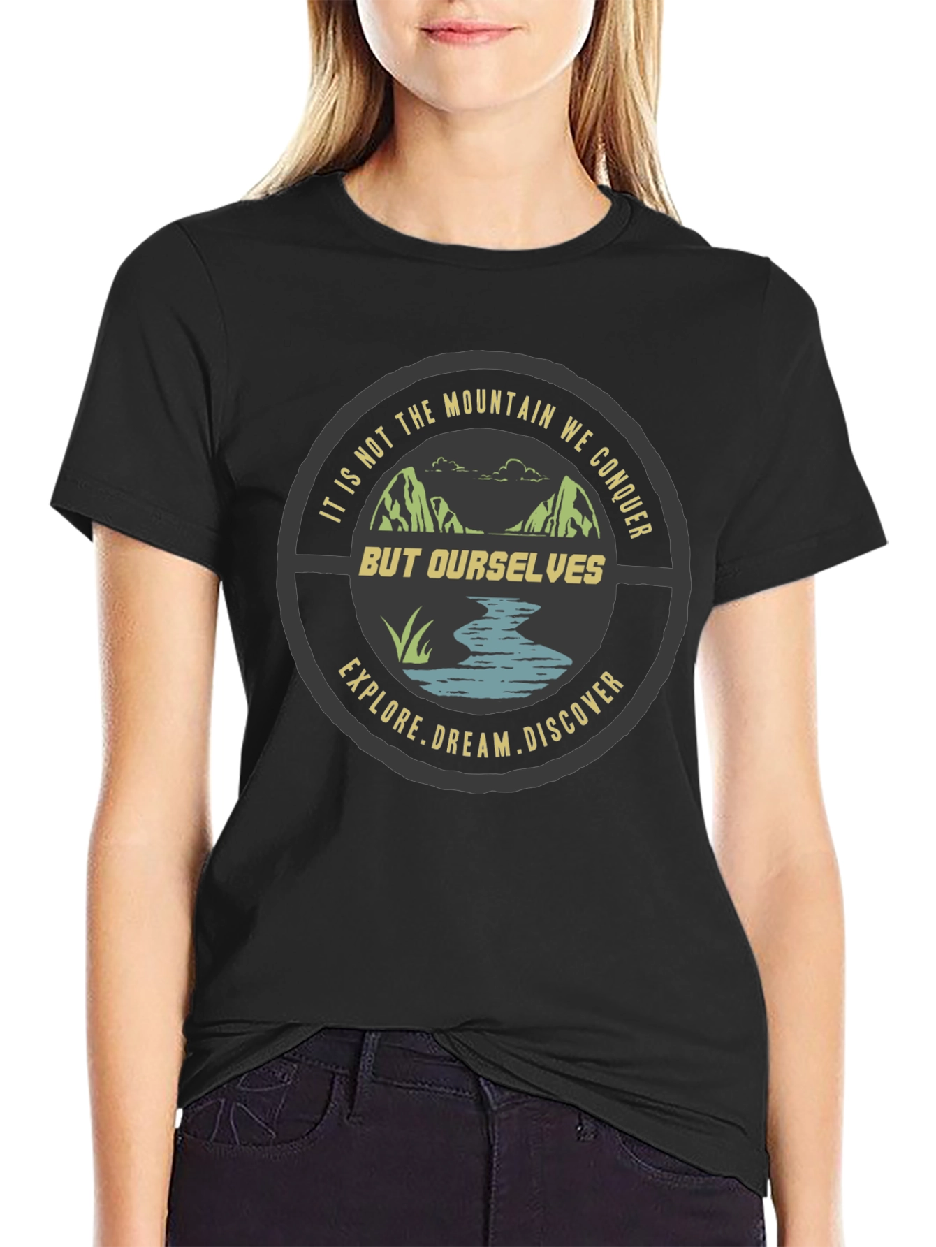 Mountain Conquer Graphic Tee - Explore Dream Discover