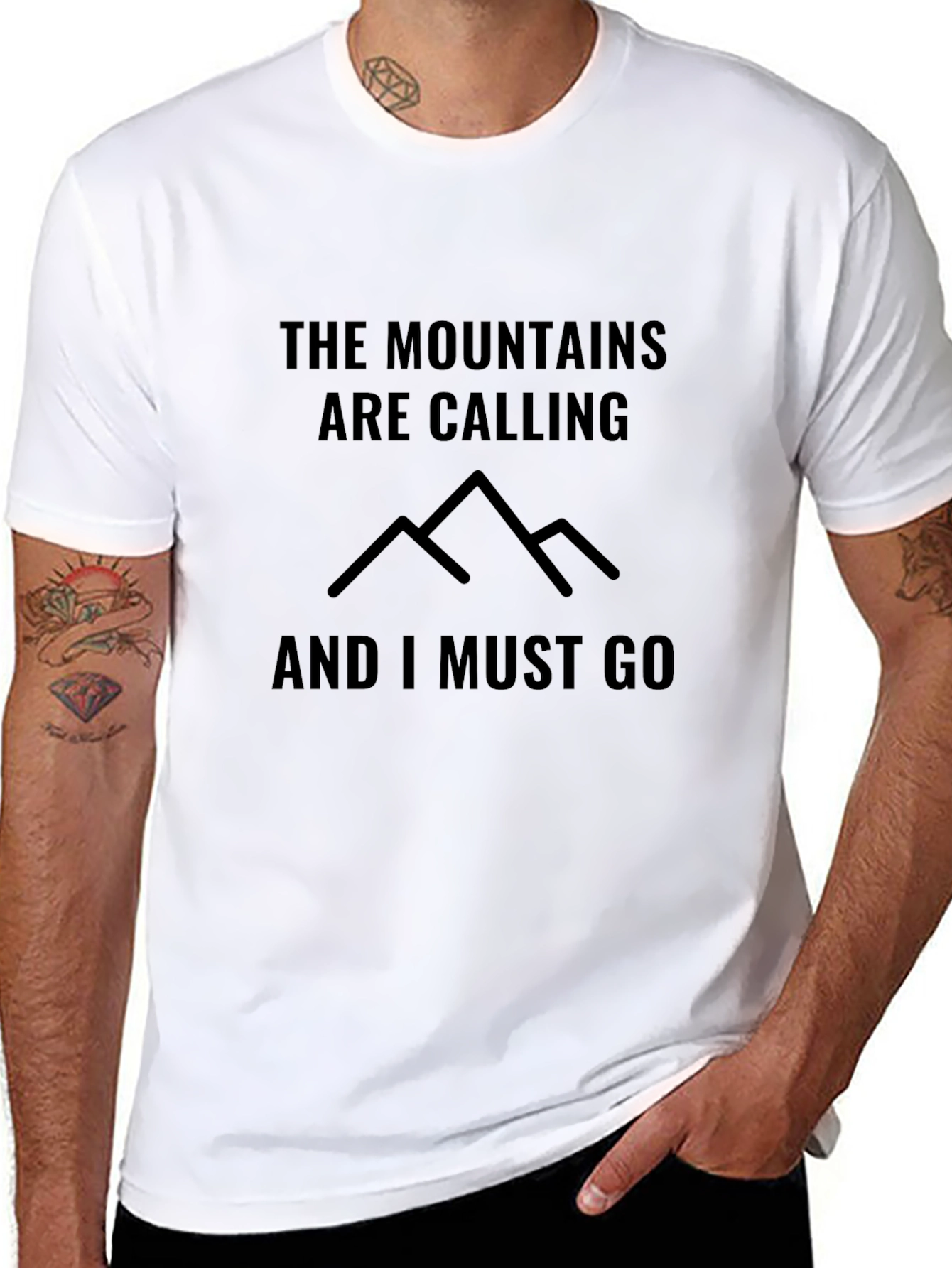 Mountains are Calling Black Graphic Tee