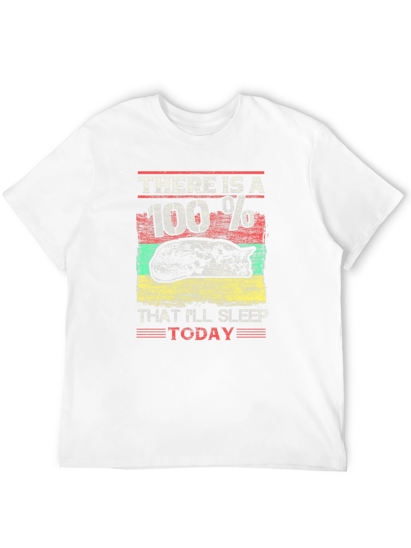 100% Sleep Today Cat Graphic T-Shirt
