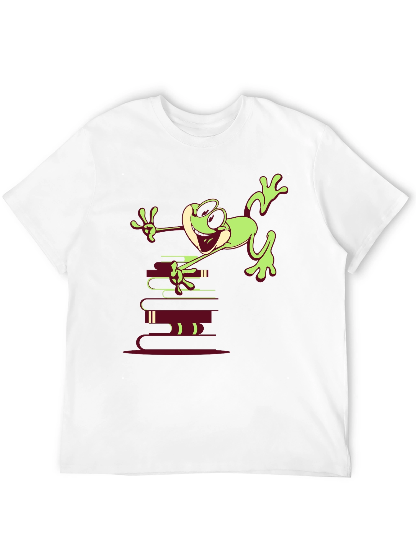 Frog on Books Graphic Tee - Unique Design