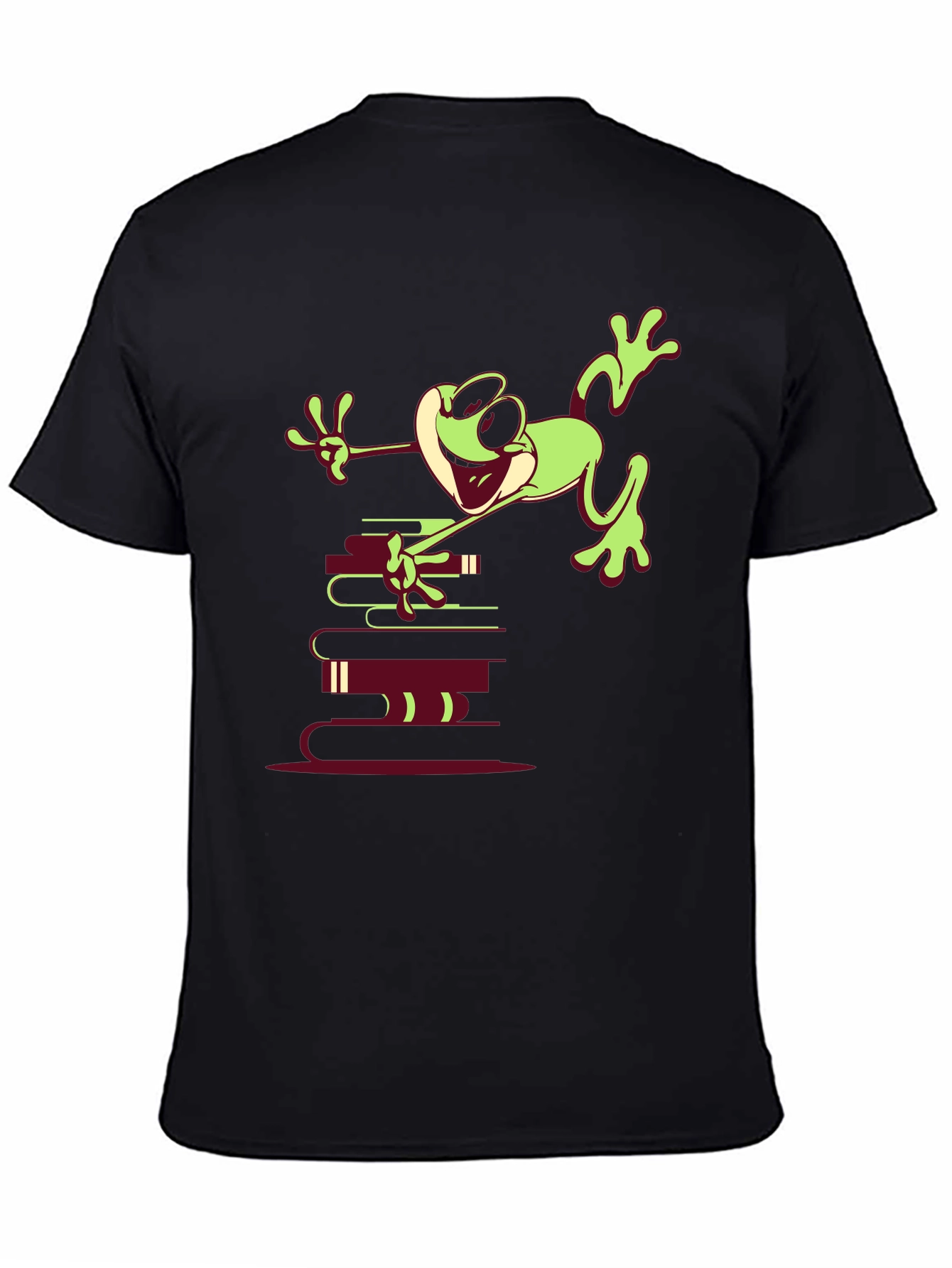 Frog on Books Graphic Tee - Unique Design