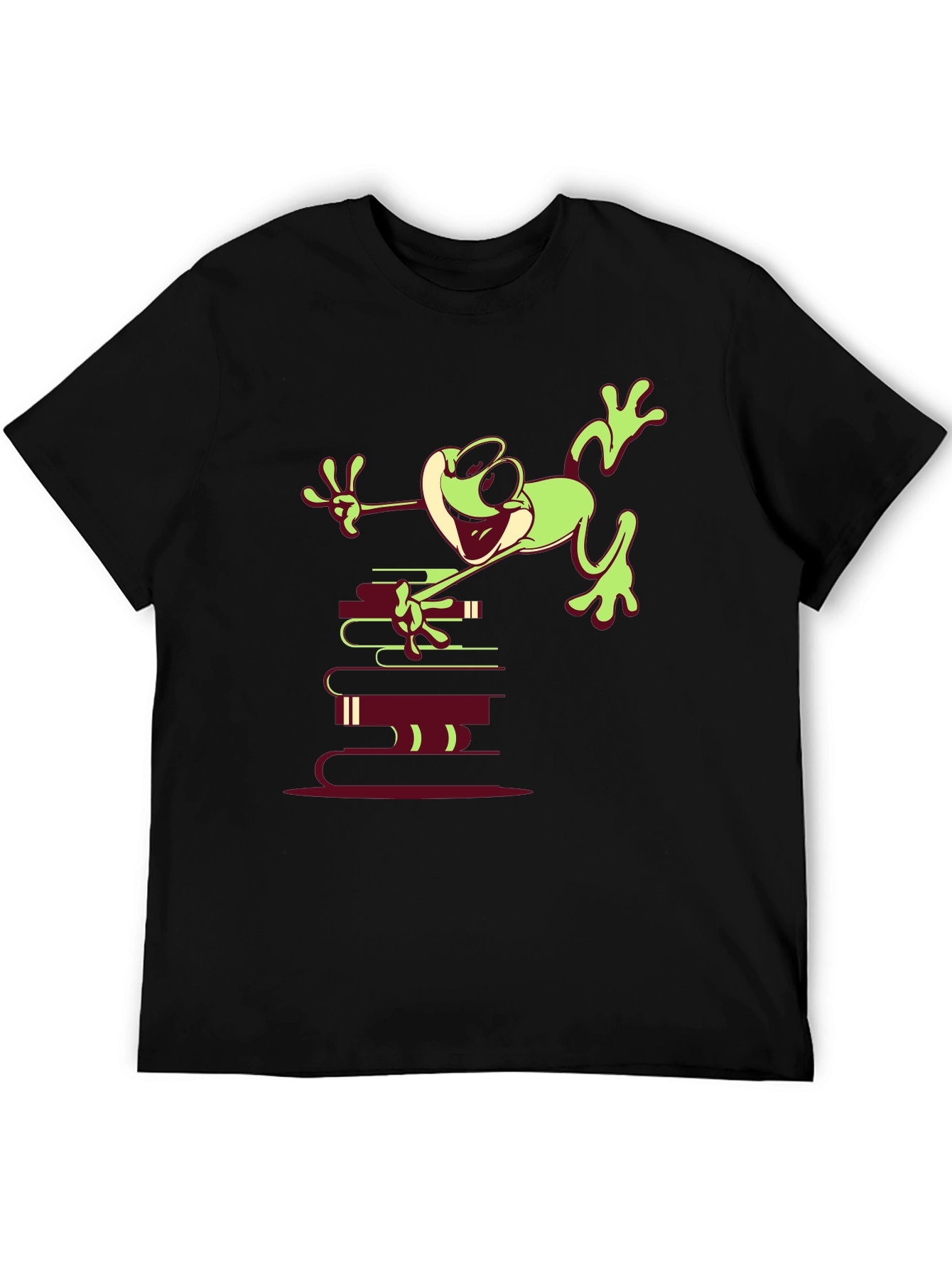 Frog on Books Graphic Tee - Unique Design