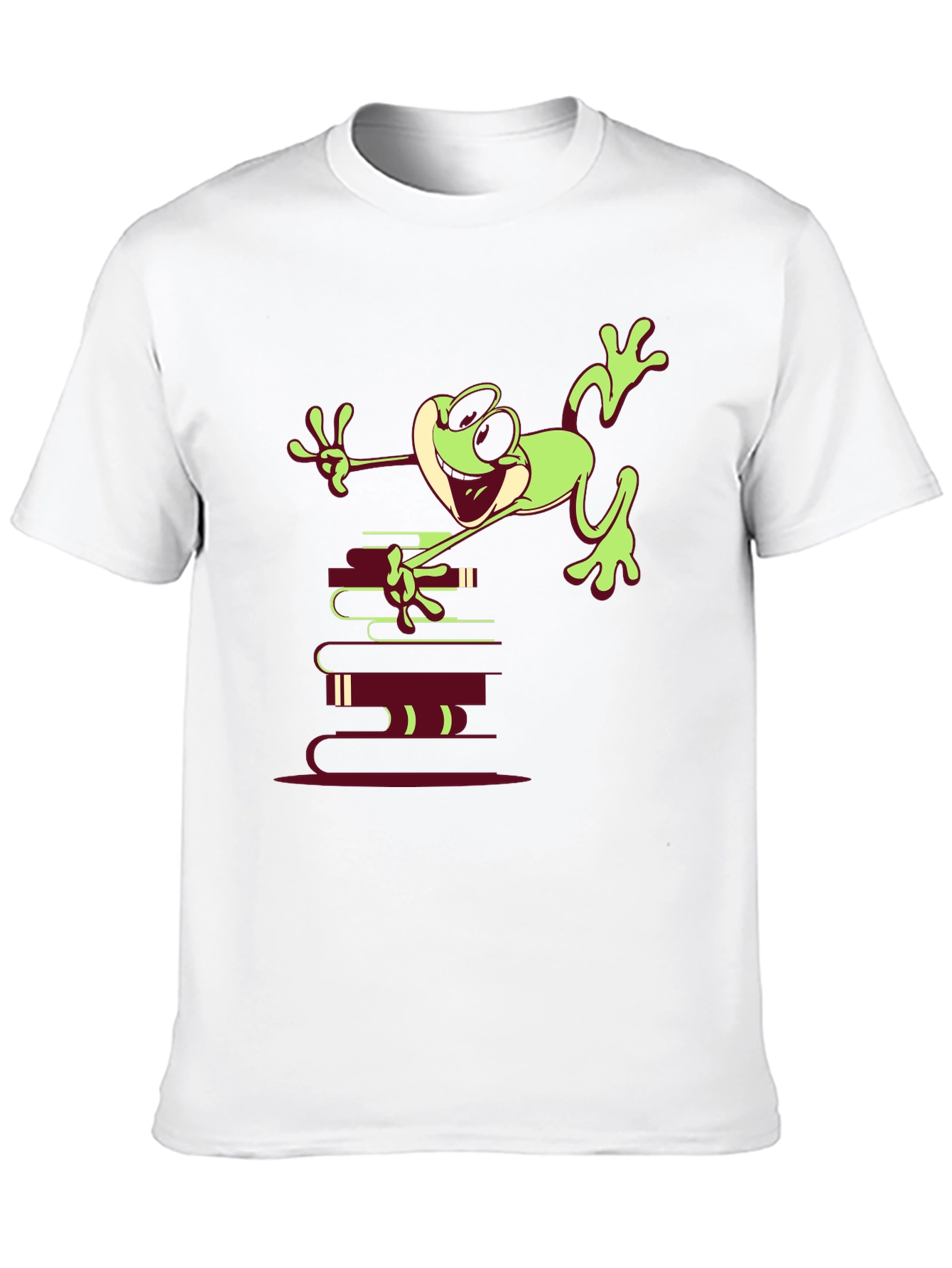 Frog on Books Graphic Tee - Unique Design
