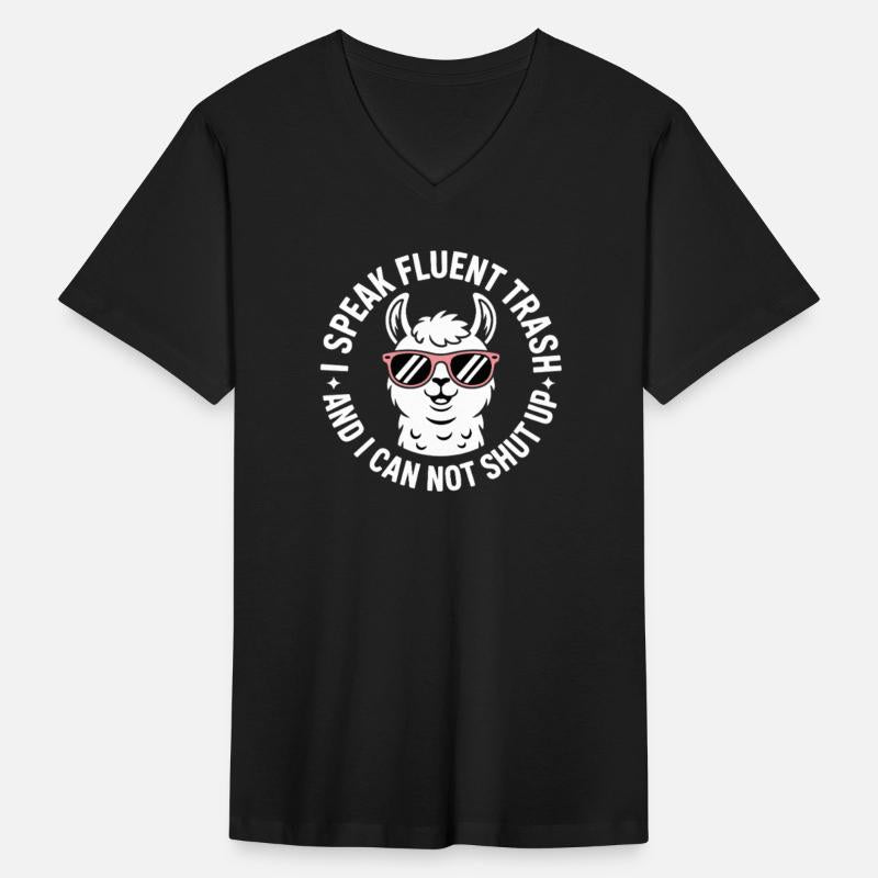 Llama with sunglasses and funny trash talk text
